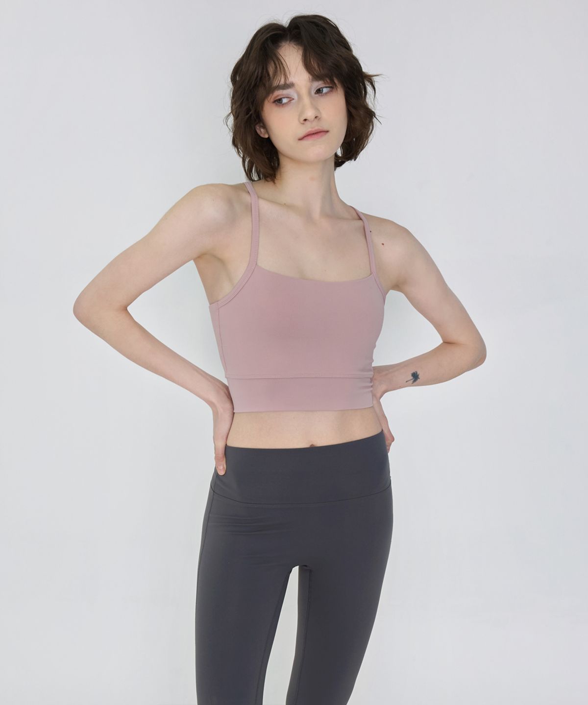 데비웨어(DEVIWEAR) 여성 요가복 DEVI-TS0032-에쉬핑크 필라테스 페노미 크롭탑