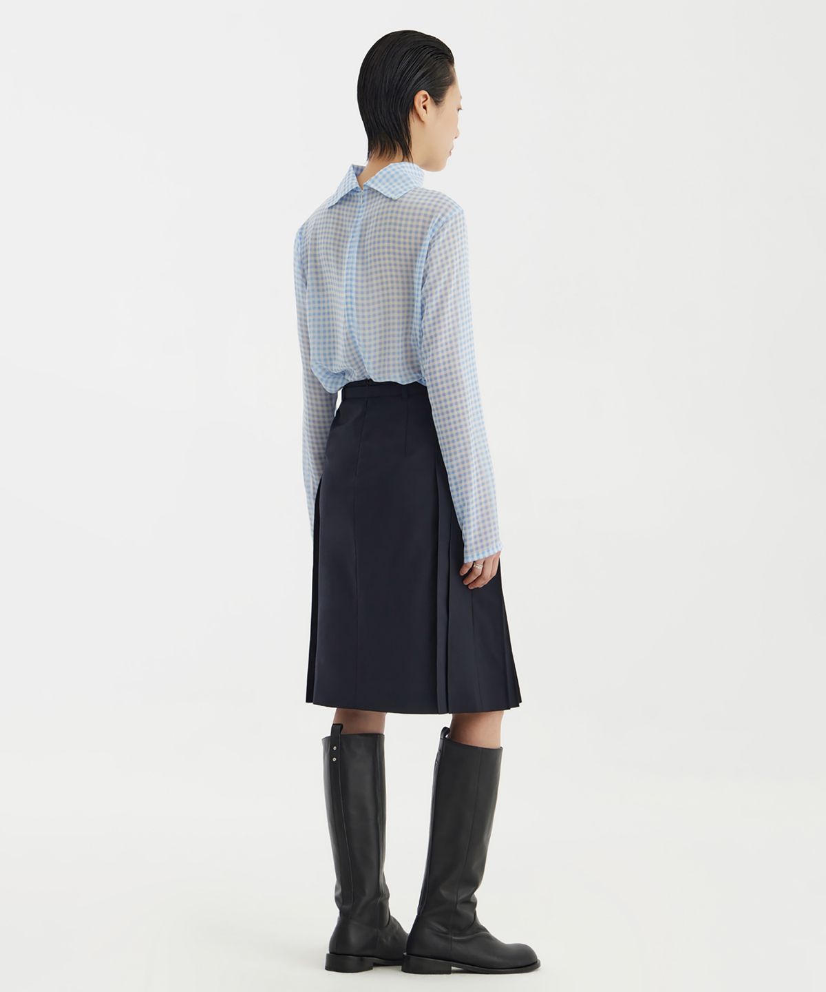 유스(YOUTH) Pleats Midi Skirt - Navy