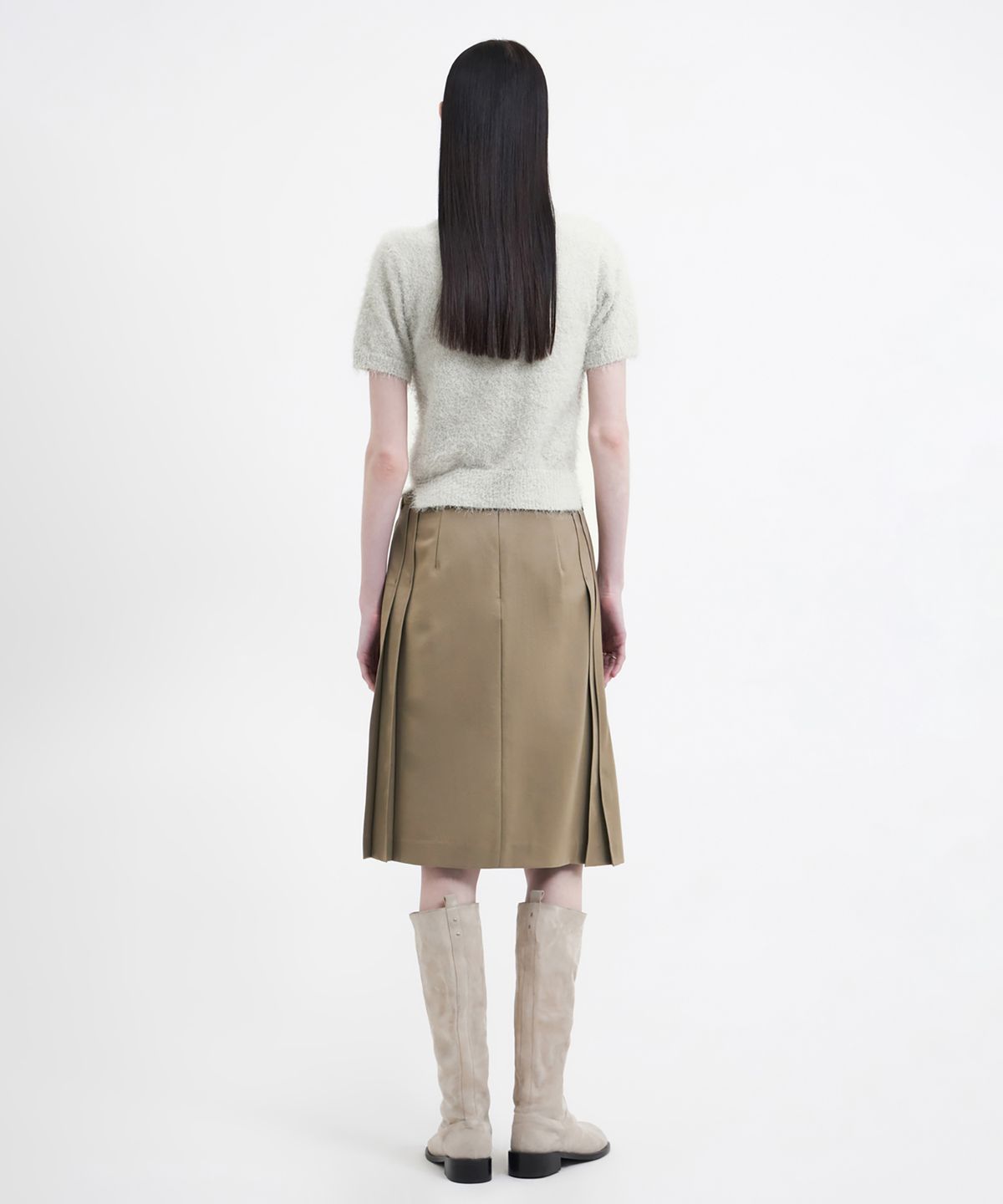 유스(YOUTH) Pleats Midi Skirt - Beige
