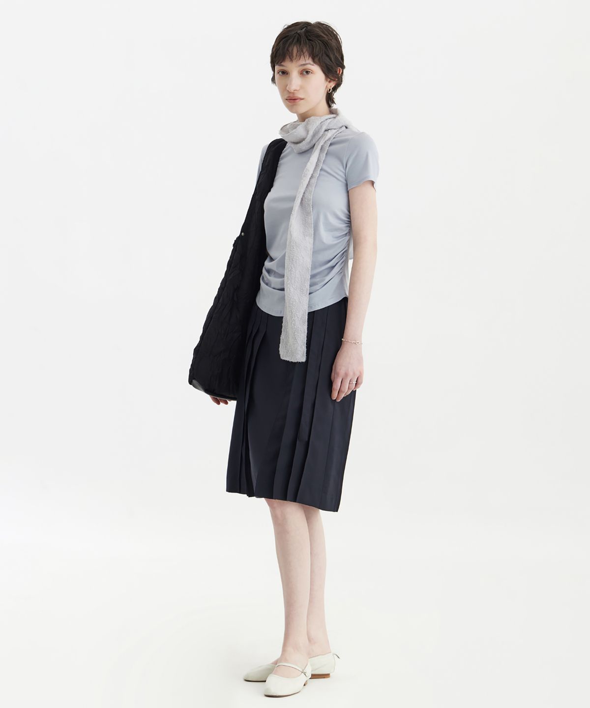 유스(YOUTH) Shirring H/S T-Shirt - Blue