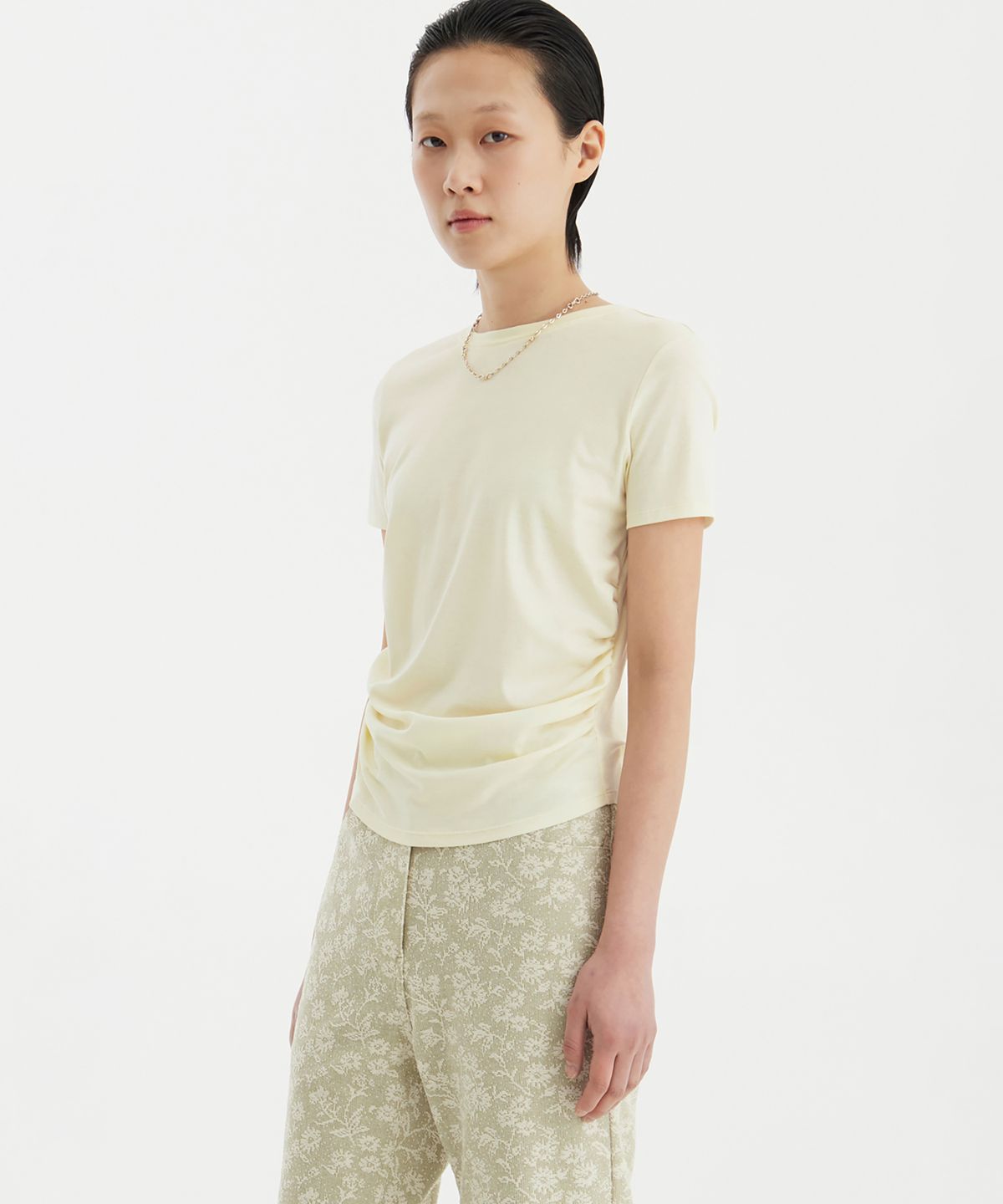 유스(YOUTH) Shirring H/S T-Shirt - Lemon