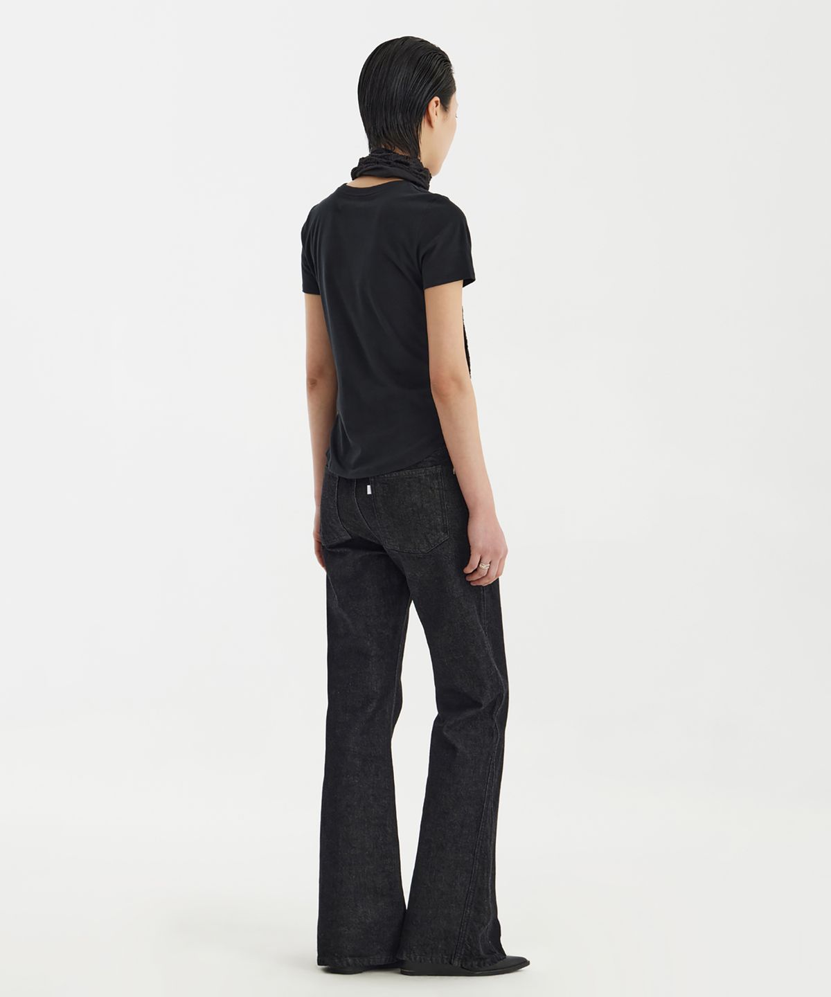 유스(YOUTH) Shirring H/S T-Shirt - Black
