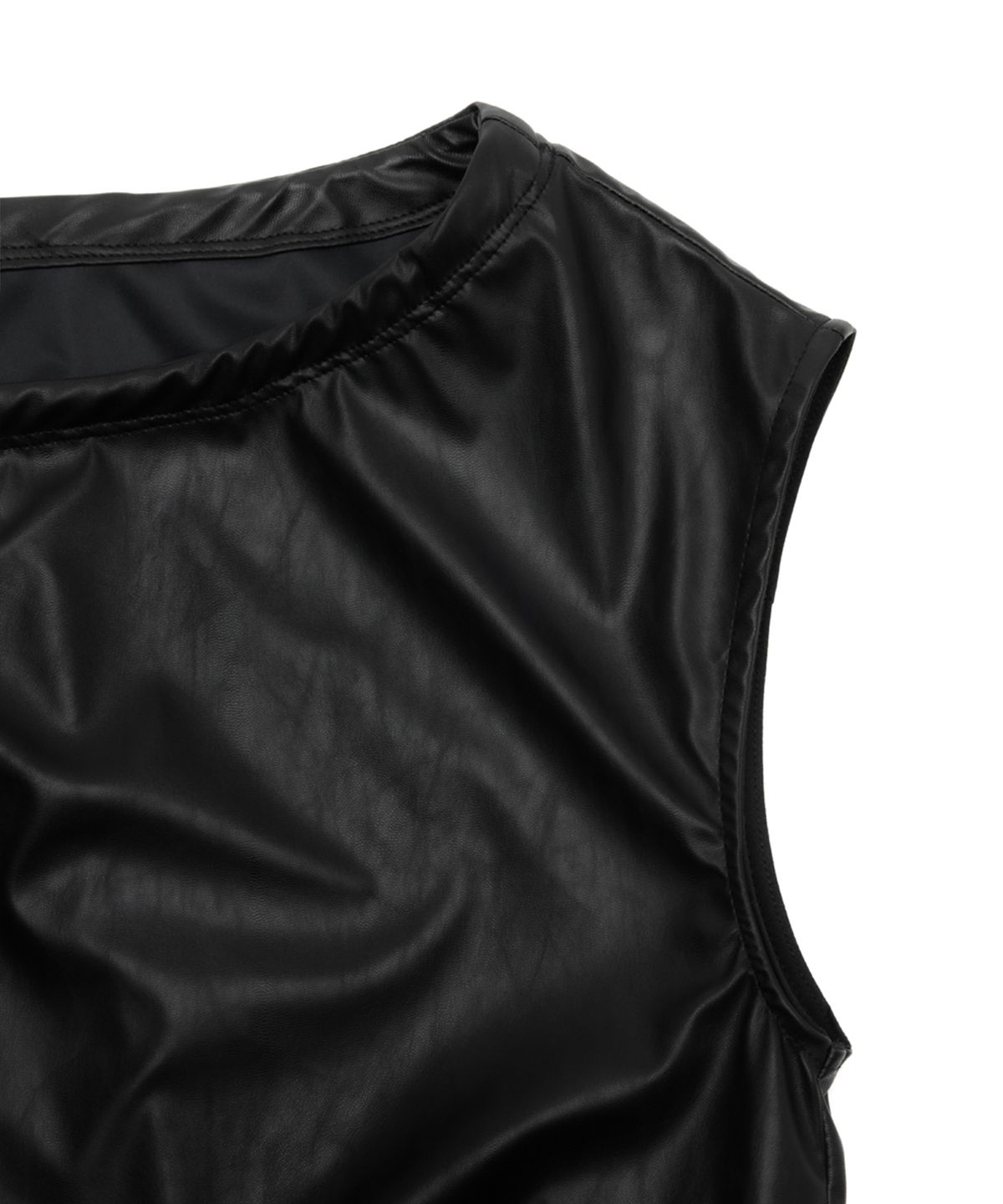 유스(YOUTH) Faux Leather Sleeveless Top - Black