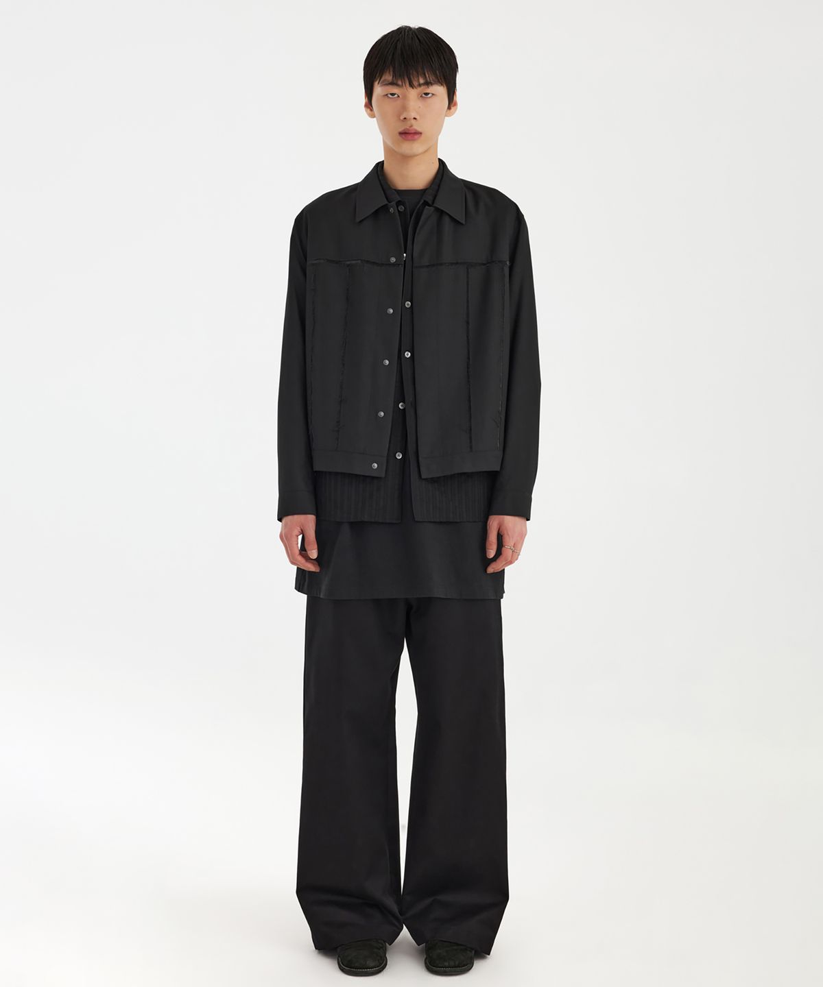 유스(YOUTH) Double Trimming Wide Pants - Black