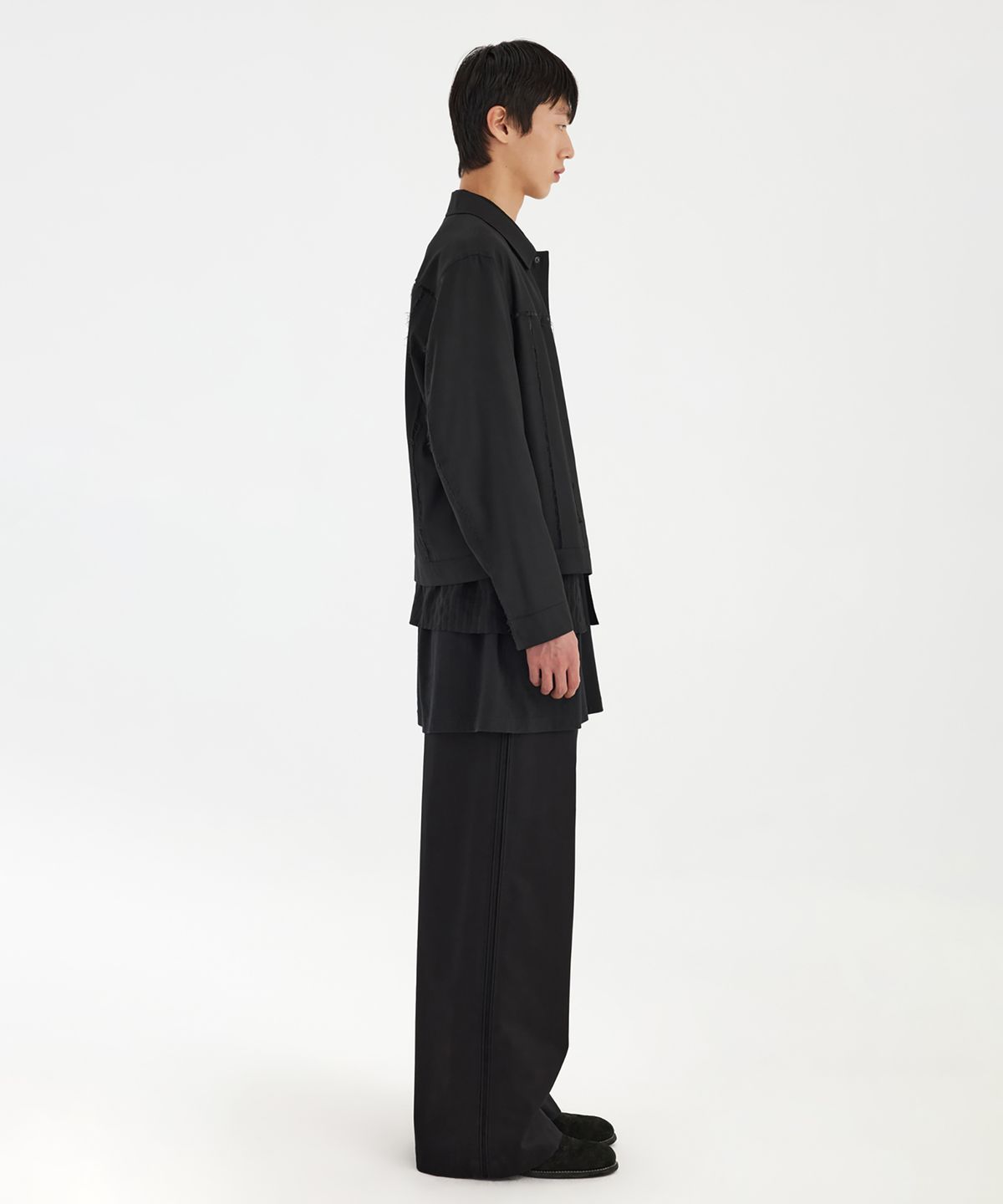 유스(YOUTH) Double Trimming Wide Pants - Black