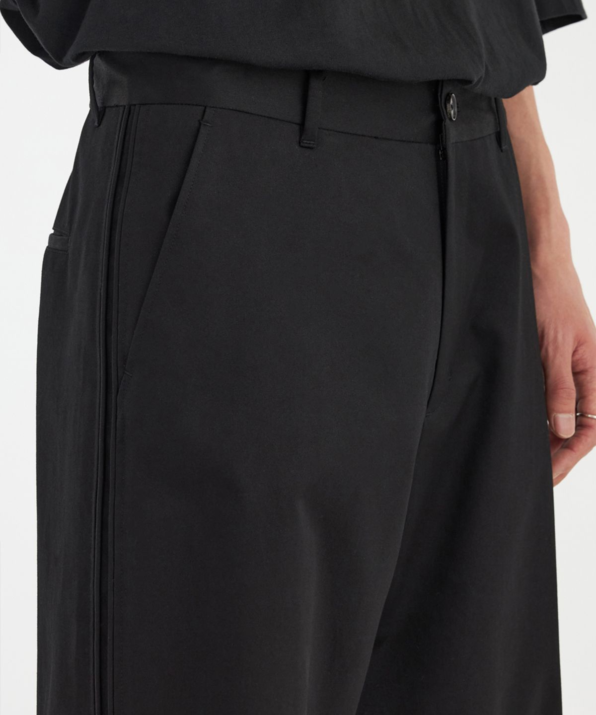 유스(YOUTH) Double Trimming Wide Pants - Black