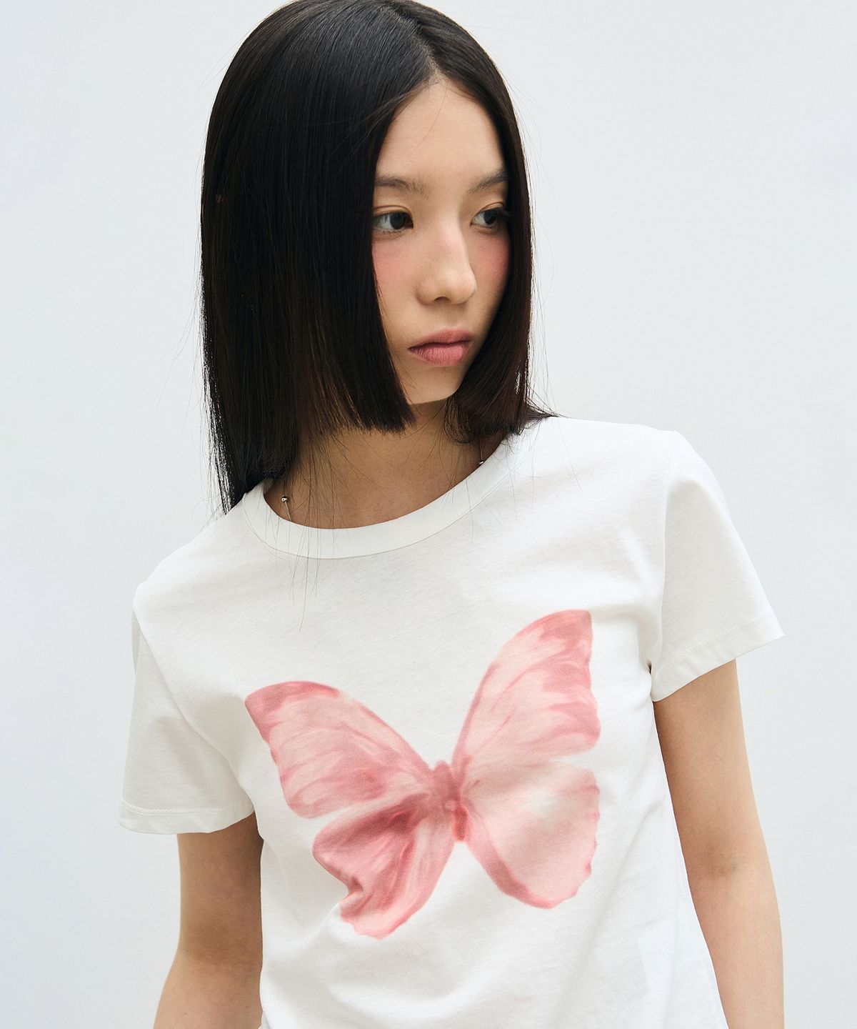 닉앤니콜(NICK&NICOLE) BUTTERFLY SOFT COLORING CROP TOP_WHITE PINK