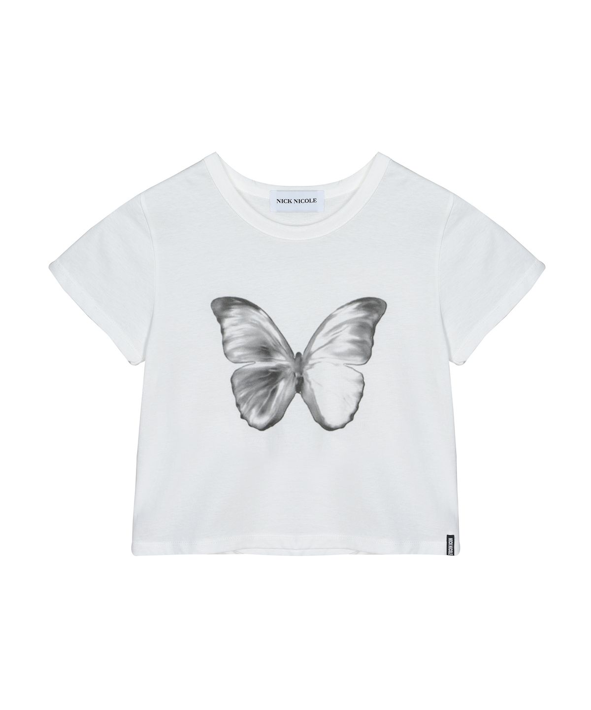 닉앤니콜(NICK&NICOLE) BUTTERFLY SOFT COLORING CROP TOP_WHITE BLACK