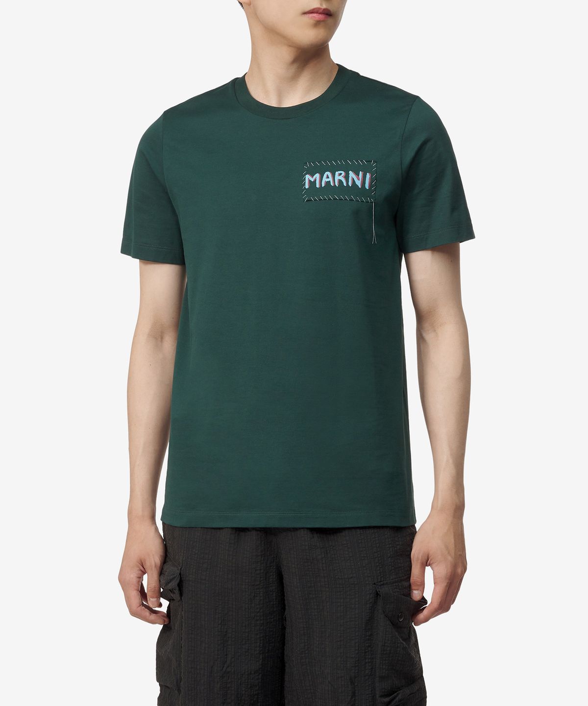 마르니(MARNI) 로고 반소매 티셔츠 - 스피리컬 그린 / HUMU0198X0UTC01700V89