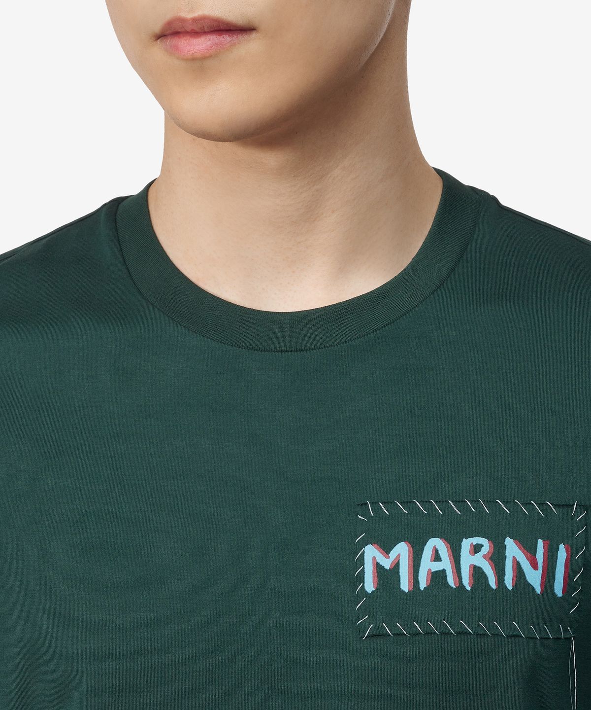 마르니(MARNI) 로고 반소매 티셔츠 - 스피리컬 그린 / HUMU0198X0UTC01700V89