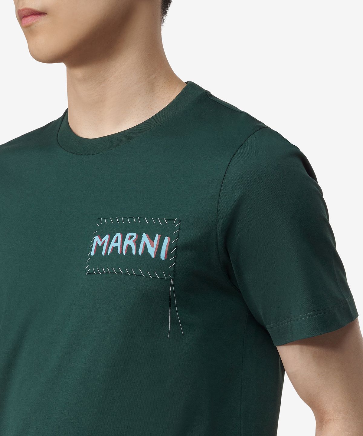 마르니(MARNI) 로고 반소매 티셔츠 - 스피리컬 그린 / HUMU0198X0UTC01700V89