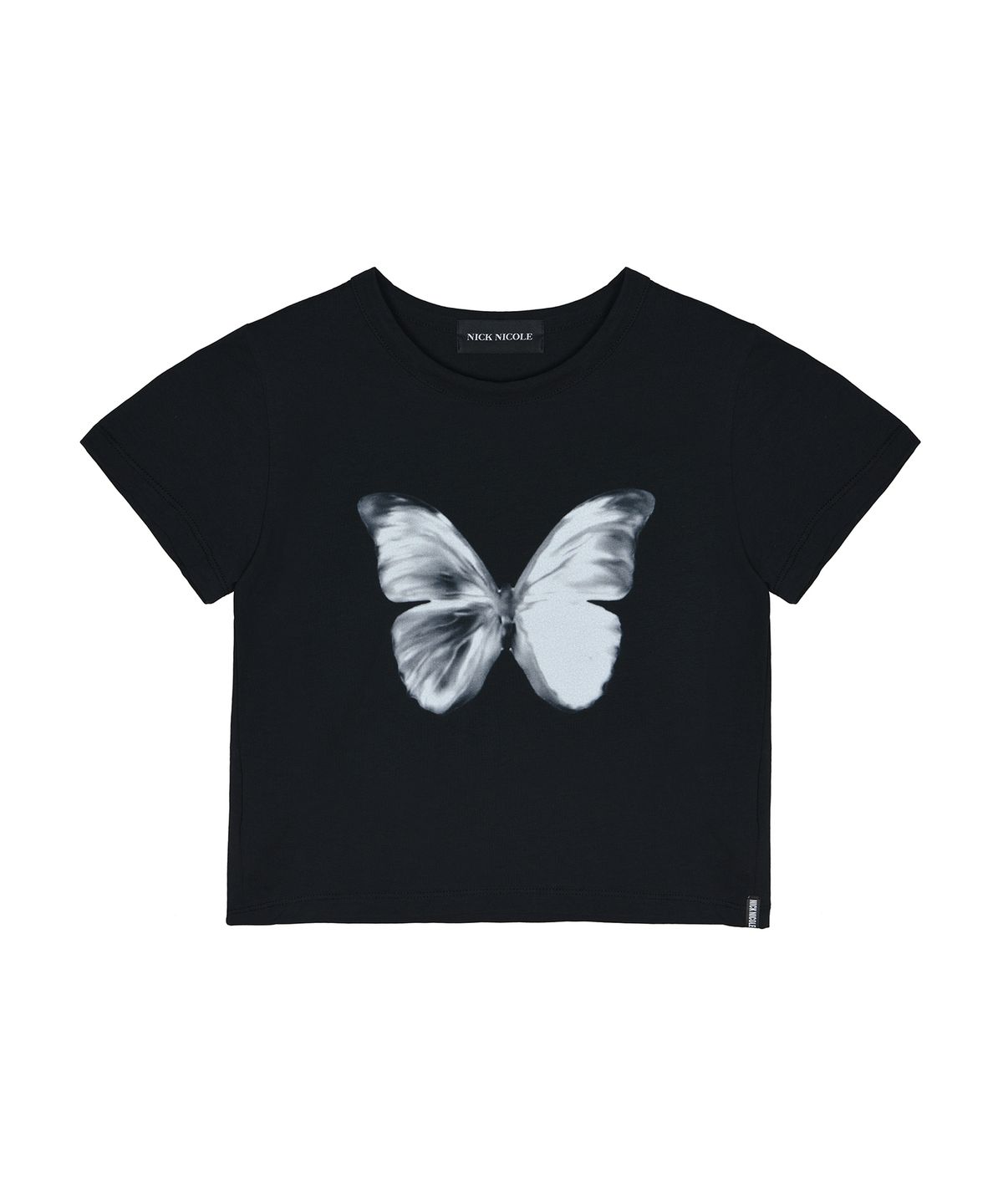 닉앤니콜(NICK&NICOLE) BUTTERFLY SOFT COLORING CROP TOP_BLACK WHITE