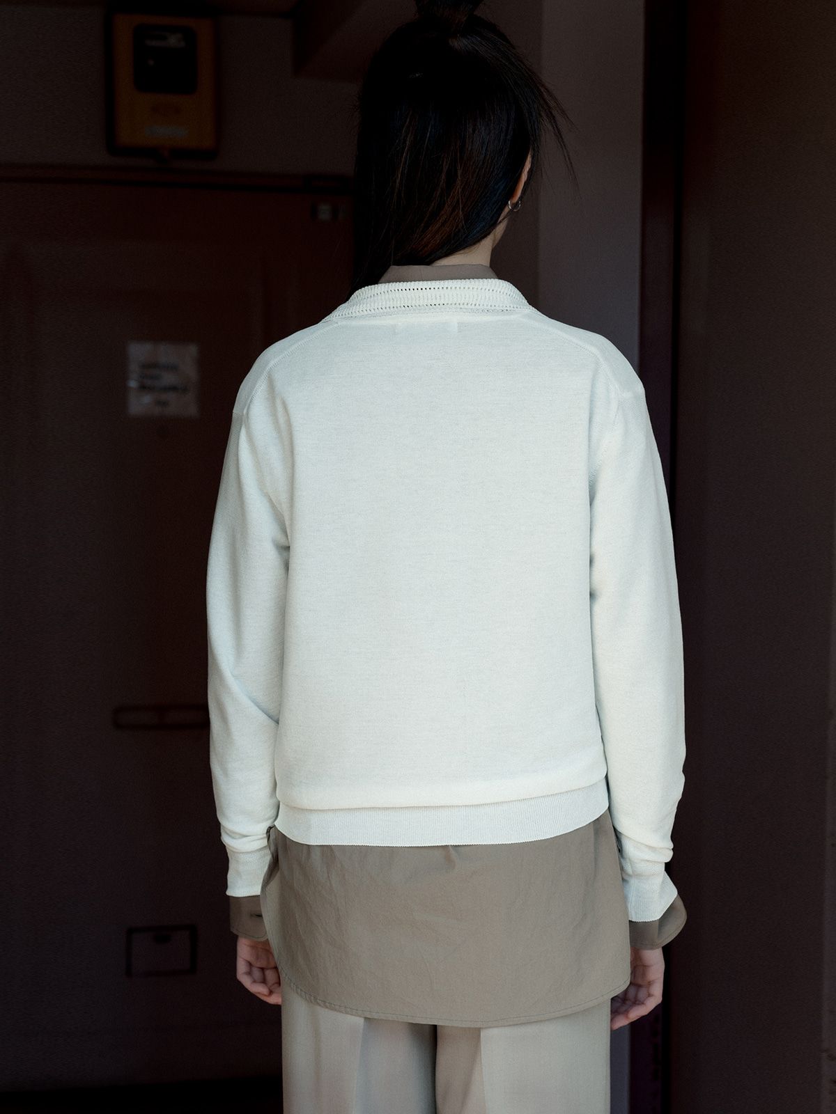 리플레인(REPLAIN) COTTON LOOSE COLLAR KNIT TOP