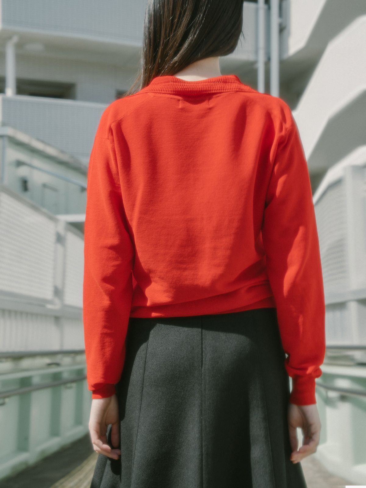 리플레인(REPLAIN) COTTON LOOSE COLLAR KNIT TOP