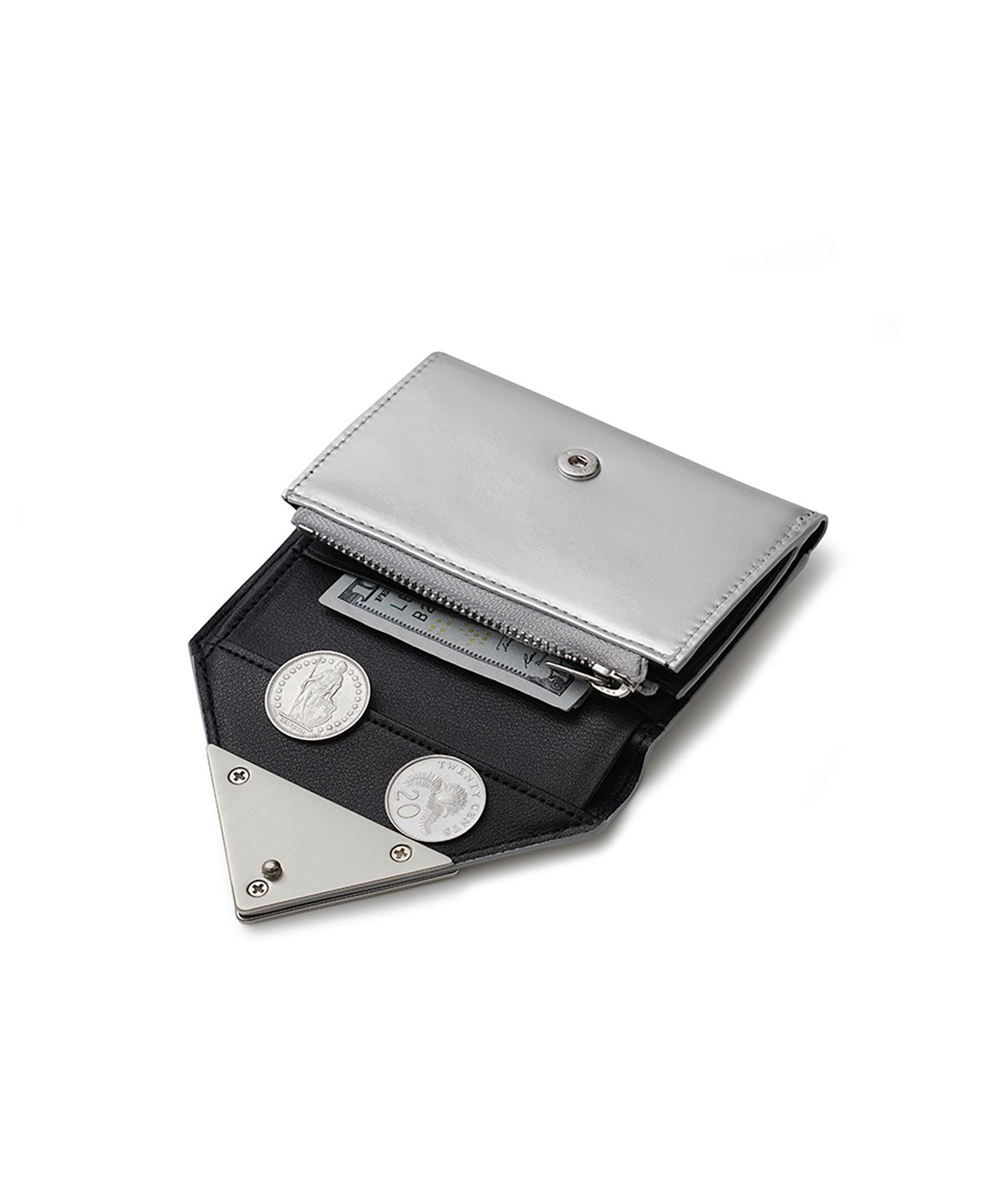 페넥(FENNEC) LACQUER TRIANGLE WALLET - MATT SILVER