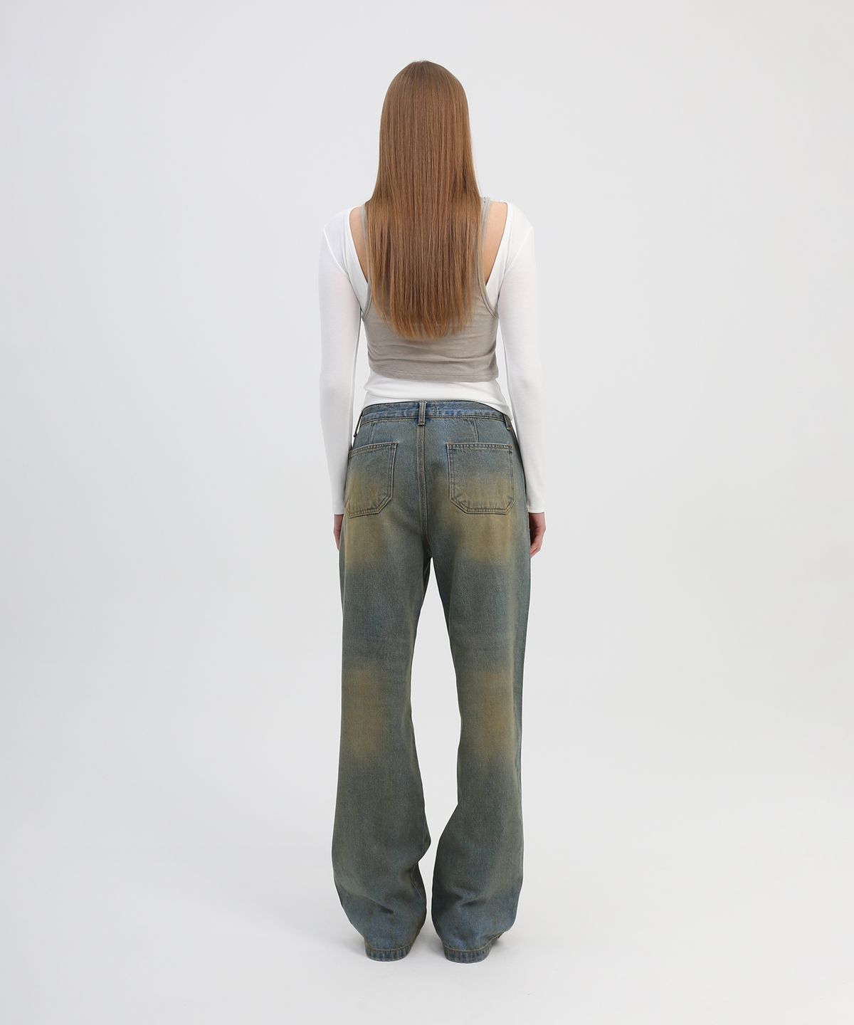 슬로우가먼츠(SLLOW GARMENTS) STUDDED WASHED LOOSE FIT DENIM