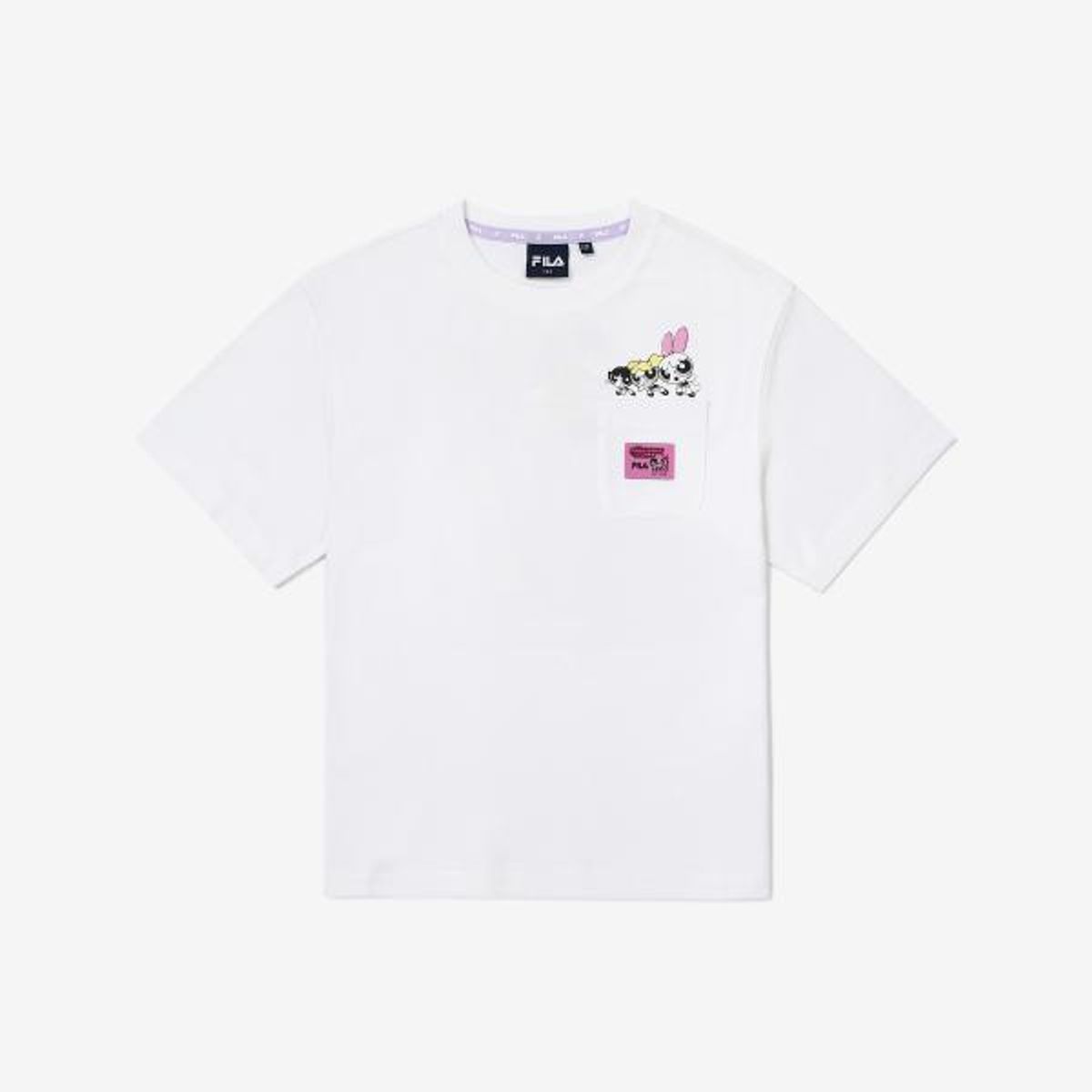 휠라 키즈(FILA KIDS) 파워퍼프걸 포켓 티셔츠(FK2RSG2P01FOWH)