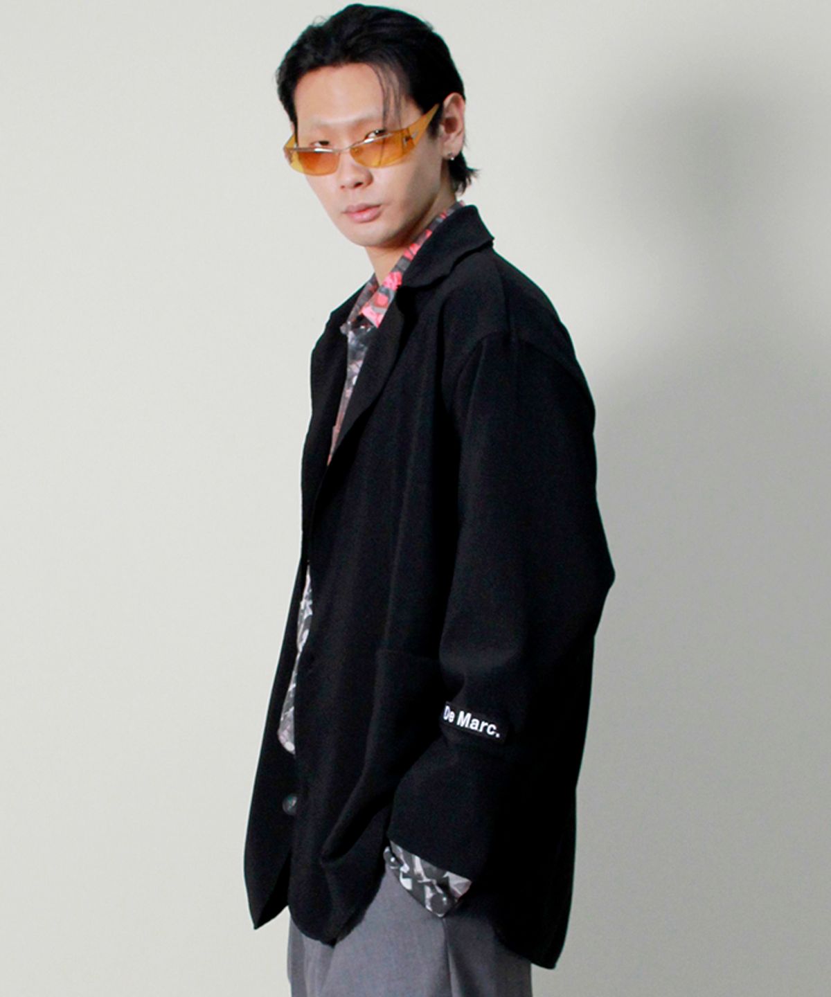드마크(DEMARC) 루즈핏 골지 테일러드카라 자켓  블랙