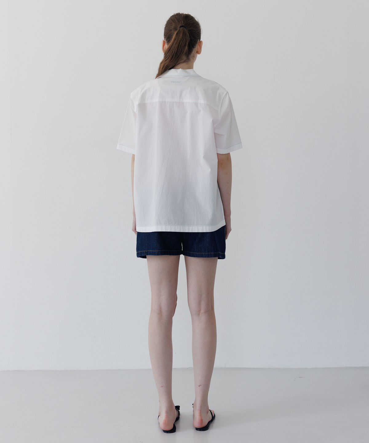 튜드먼트(TTUDEMENT) STITCHED OPEN COLLAR SHIRT IVORY