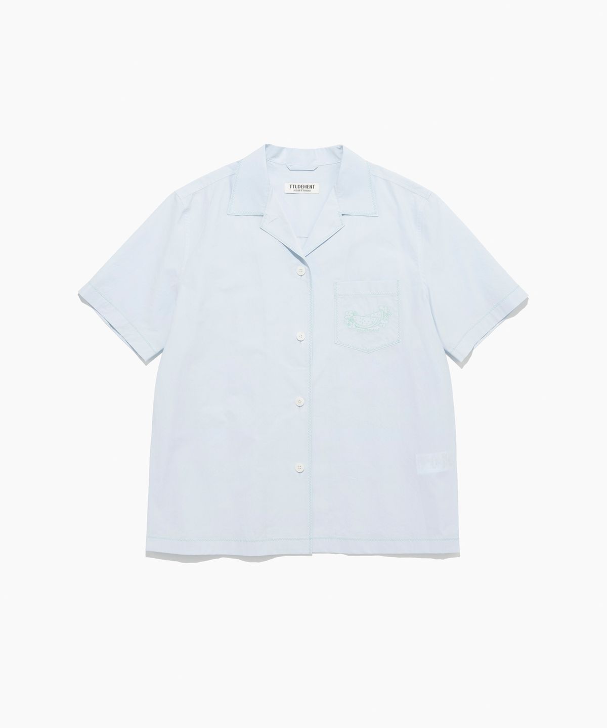 튜드먼트(TTUDEMENT) STITCHED OPEN COLLAR SHIRT L.BLUE