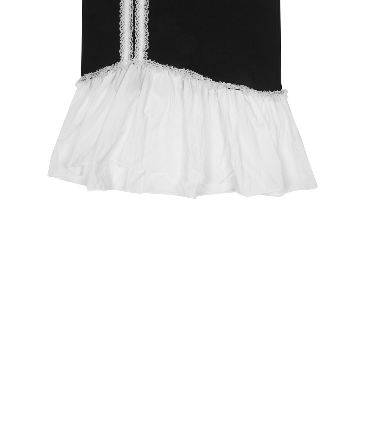 러브이즈트루(LUVISTRUE) CURVED L LACE MIDI SKIRT(BLACK)