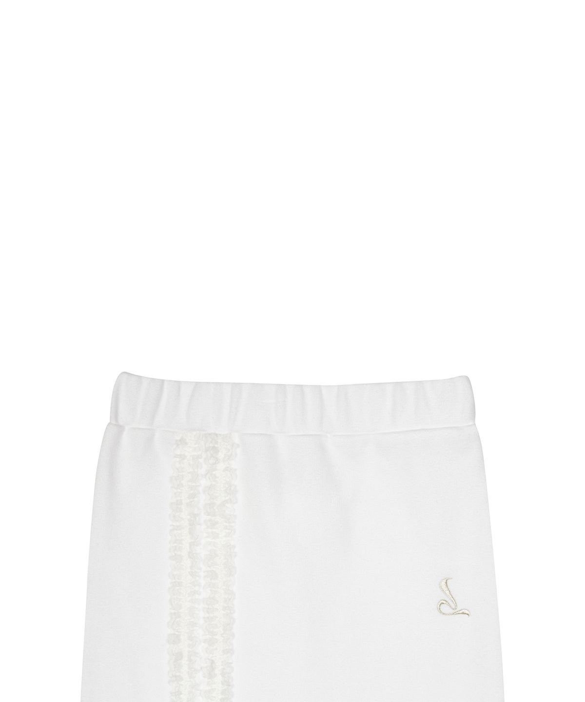러브이즈트루(LUVISTRUE) CURVED L LACE MIDI SKIRT(WHITE)
