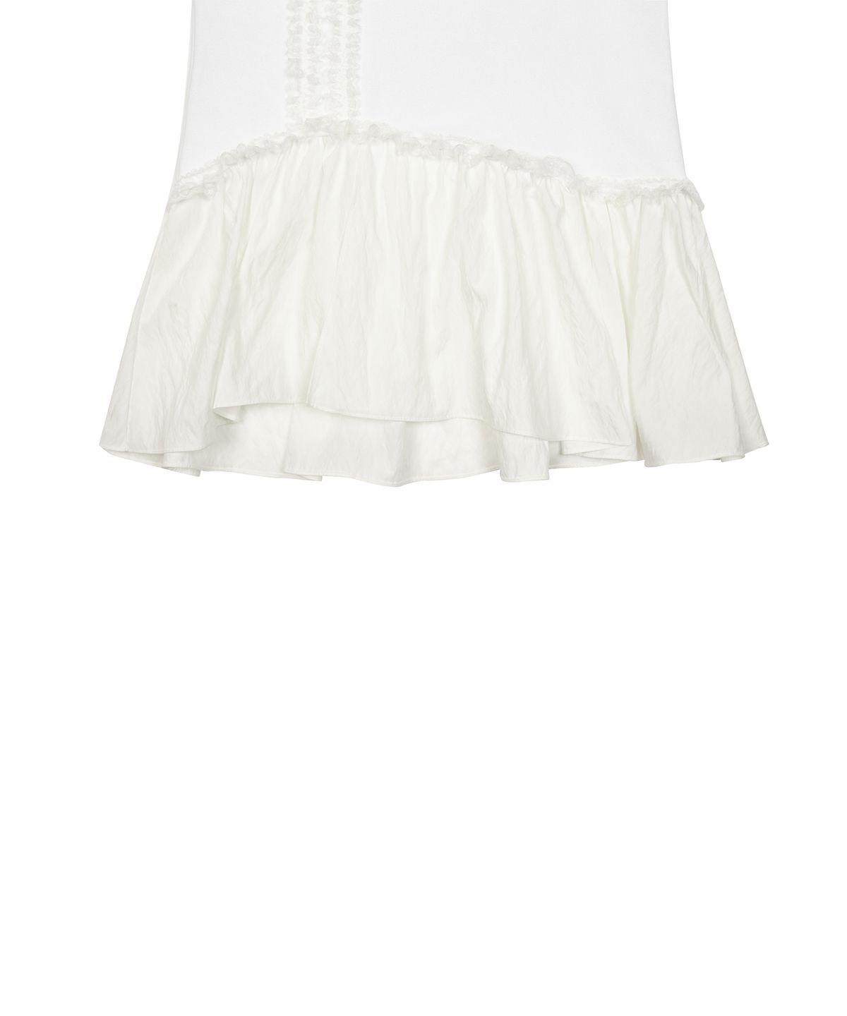러브이즈트루(LUVISTRUE) CURVED L LACE MIDI SKIRT(WHITE)