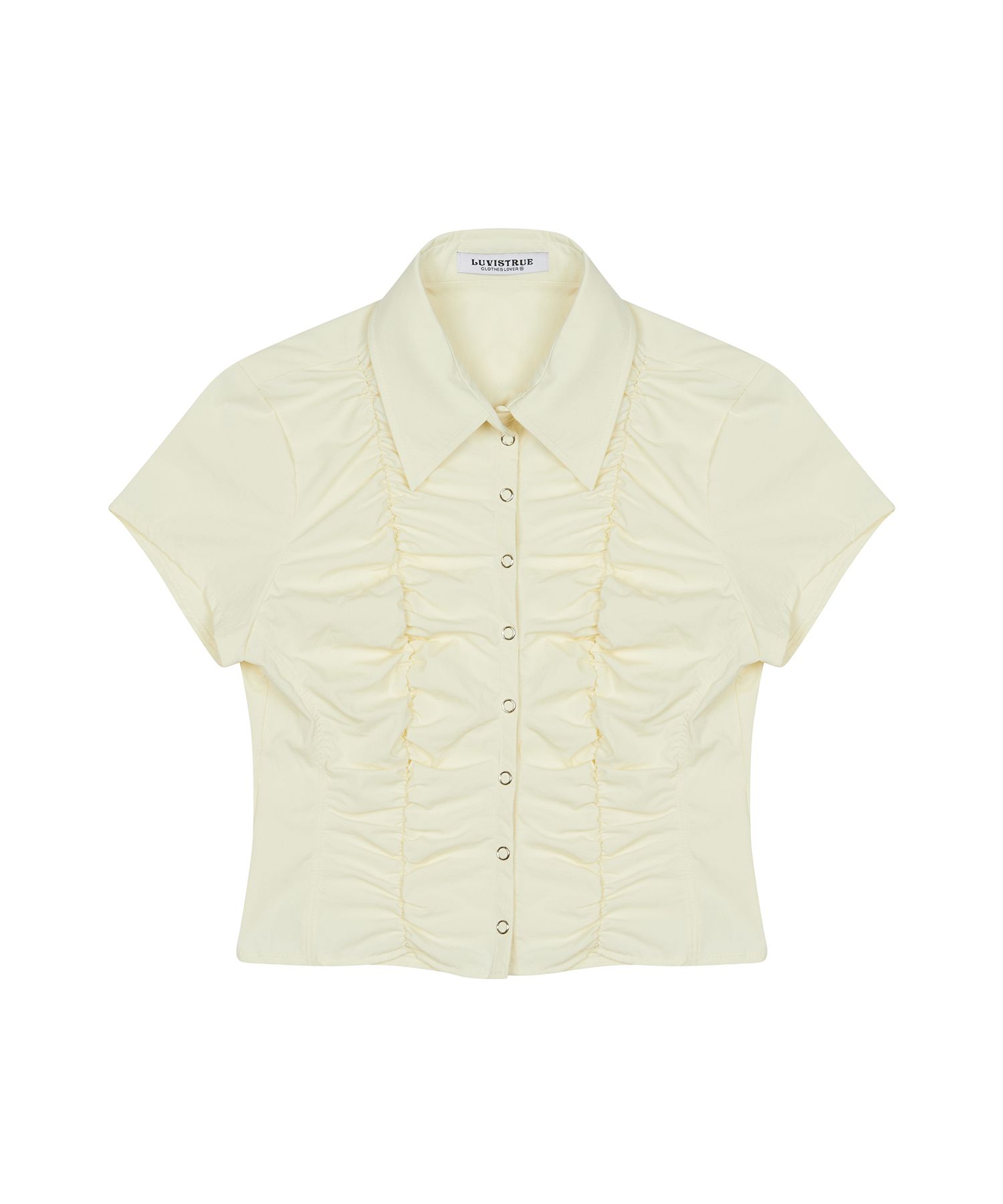 MUSINSA | LUV IS TRUE RT SHIRRING SHIRT(BEIGE)
