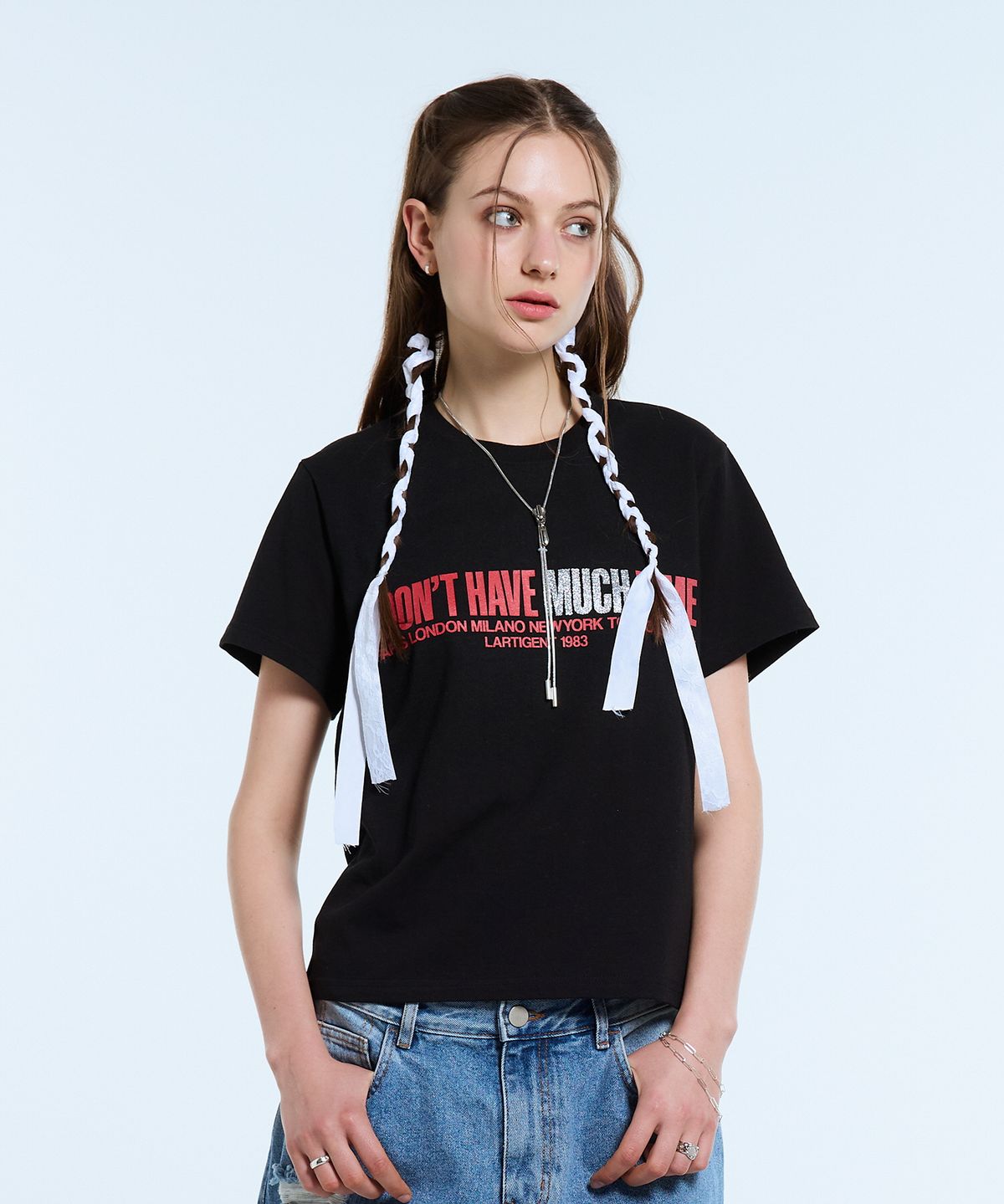 라티젠(LARTIGENT) L11 MUCH TIME T-SHIRT(BLACK)
