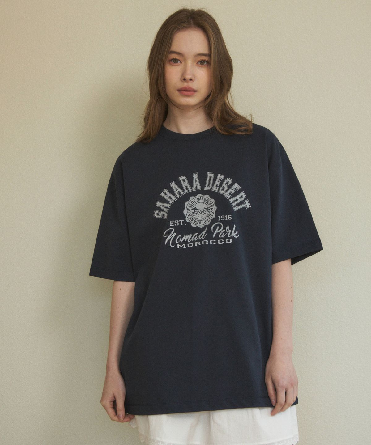 웬즈데이오아시스(WEDNESDAY OASIS) (UNISEX)퓨어코튼 사하라 세미 오버 티셔츠(4color)