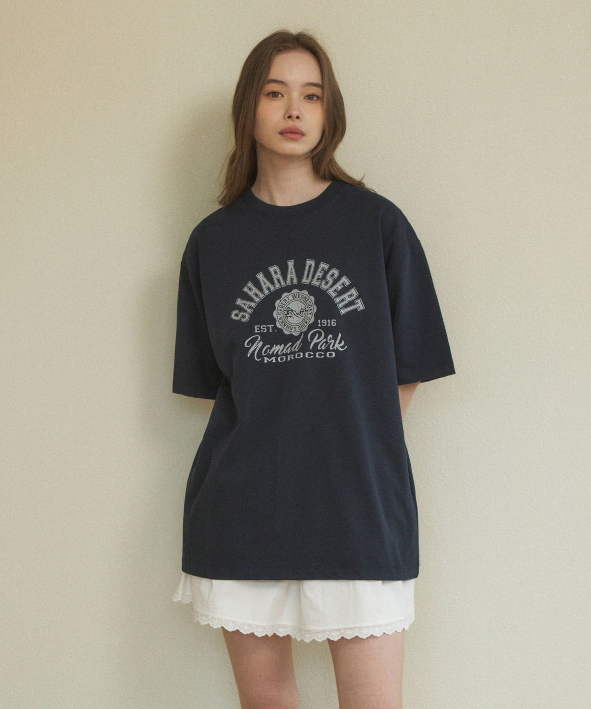 웬즈데이오아시스(WEDNESDAY OASIS) (UNISEX)퓨어코튼 사하라 세미 오버 티셔츠(4color)