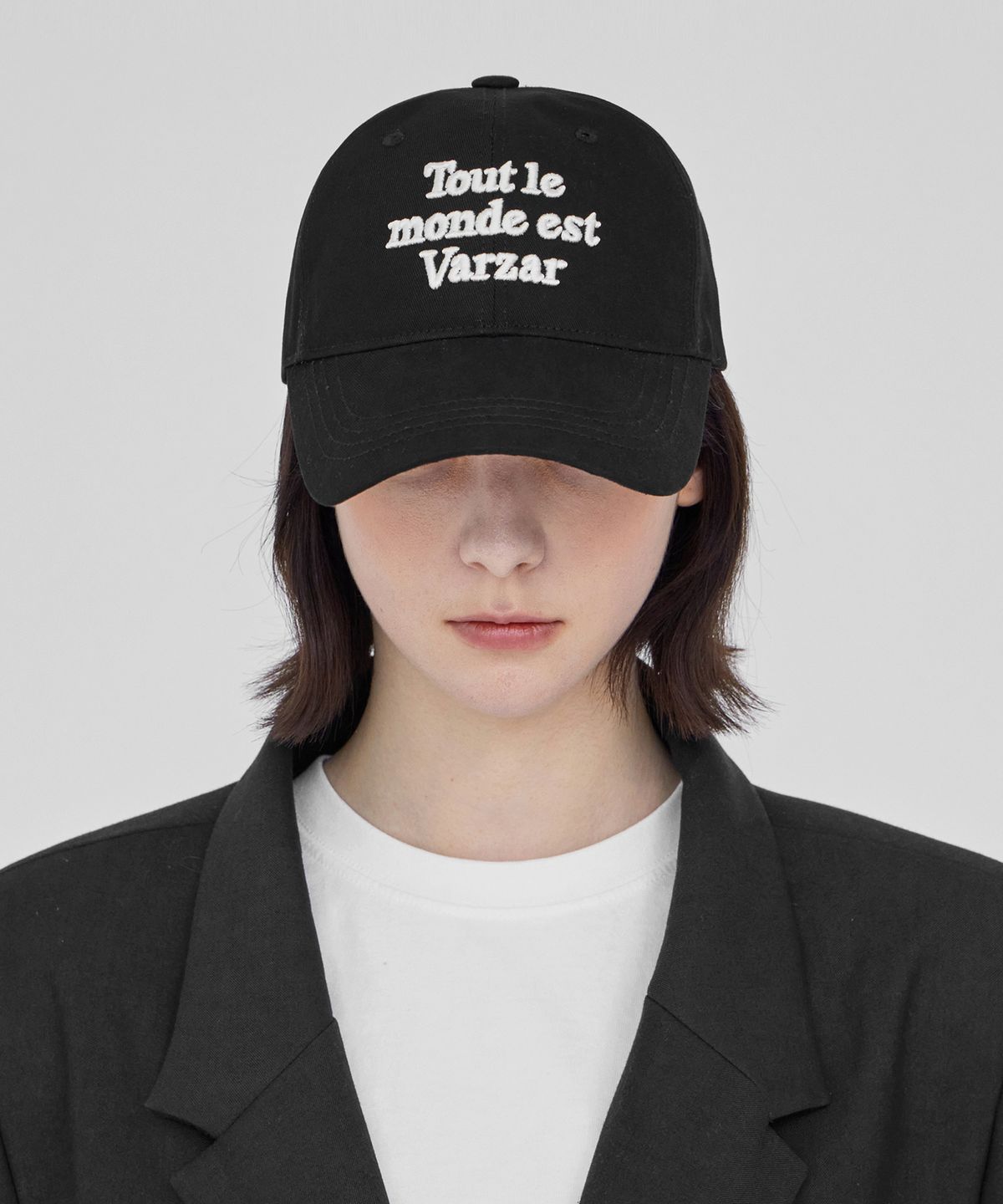 바잘(VARZAR) TMV 레터링 볼캡 [트윌 블랙]