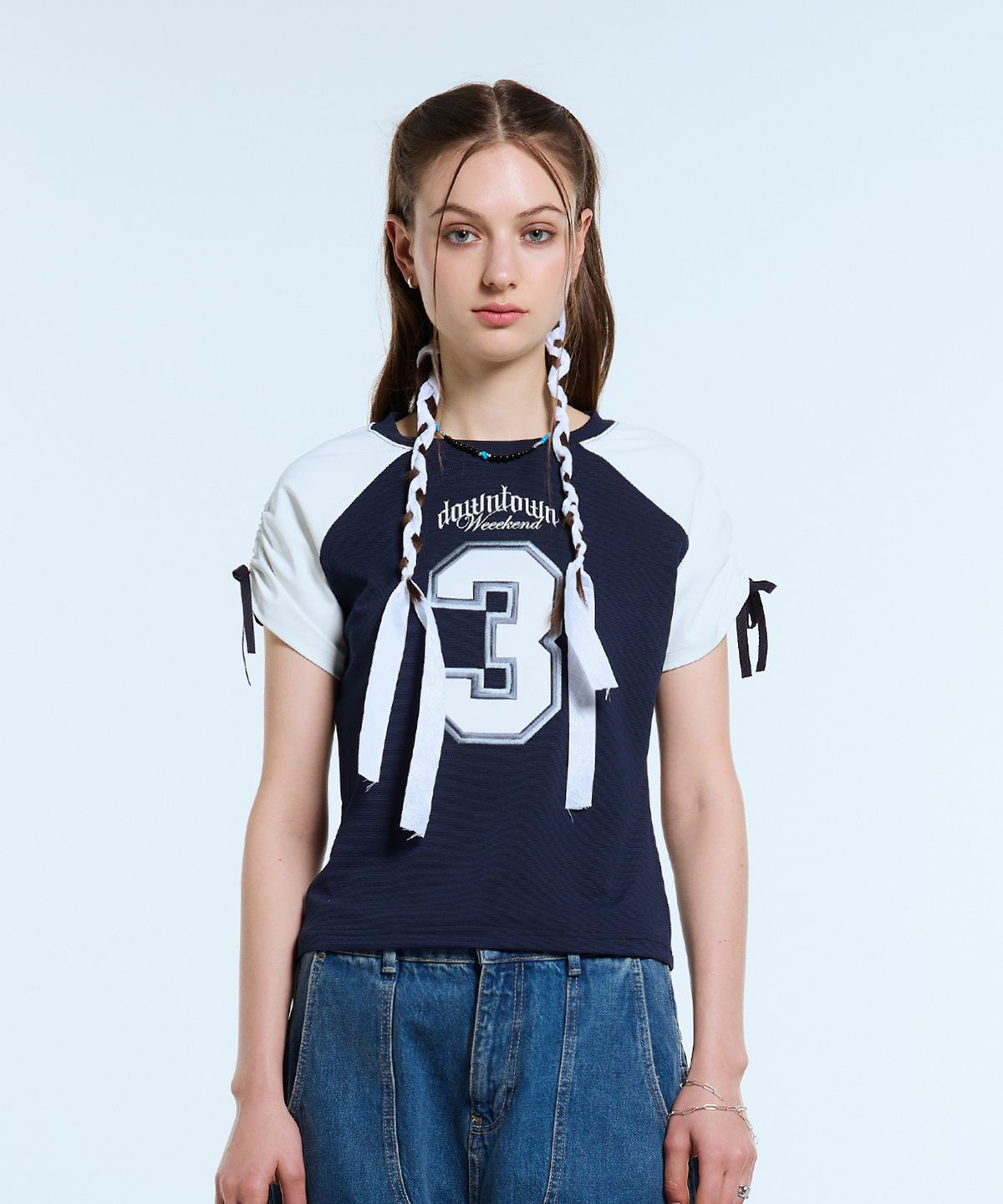 라티젠(LARTIGENT) L11 CROP FOOTBALL TOP(NAVY)