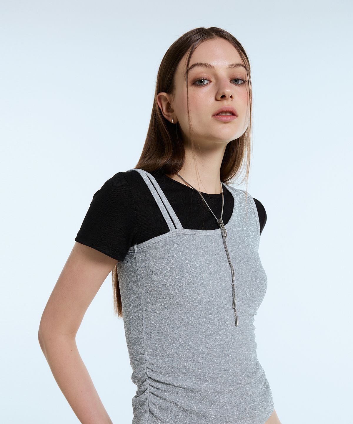 라티젠(LARTIGENT) L11 LAYERD T-SHIRT(SILVER)