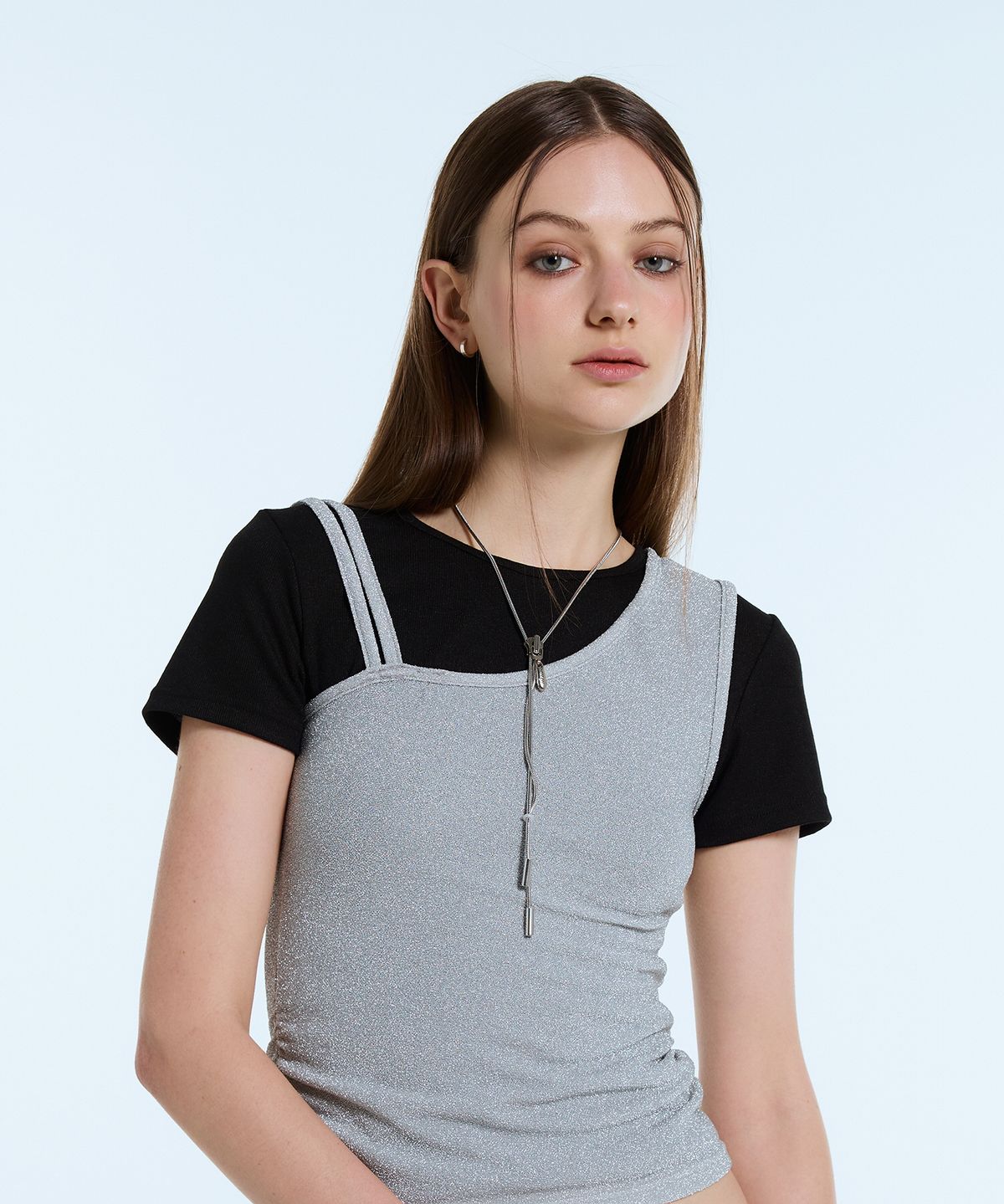 라티젠(LARTIGENT) L11 LAYERD T-SHIRT(SILVER)