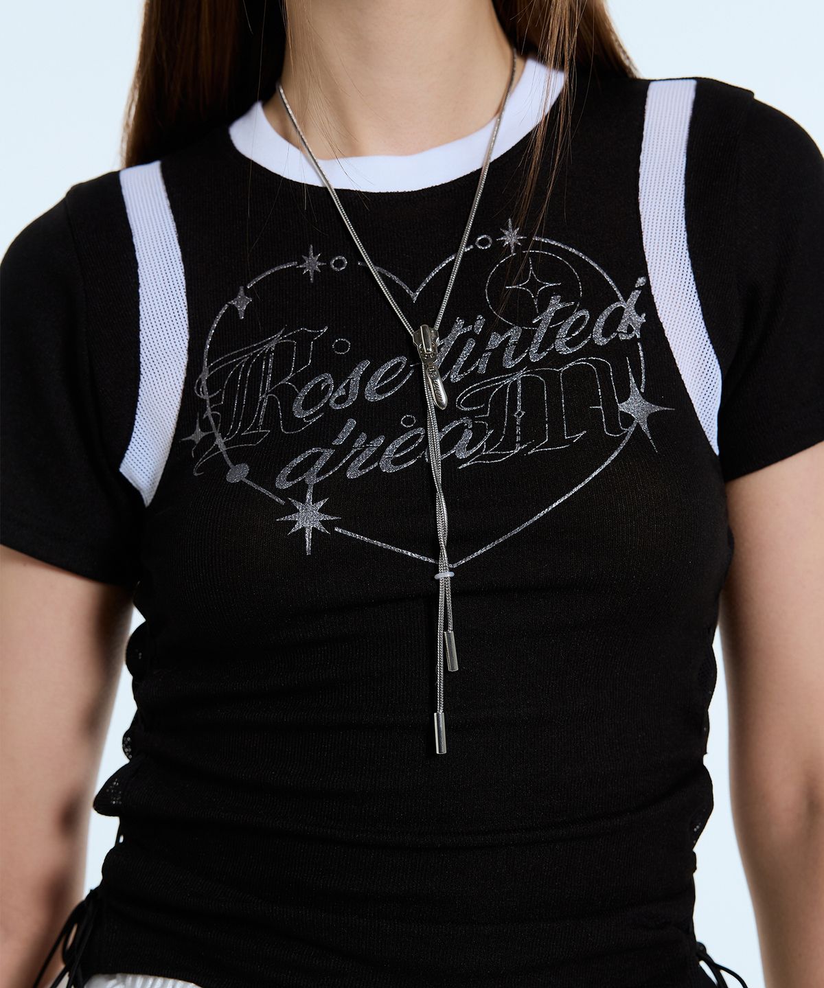 라티젠(LARTIGENT) L11 HEART MESH STRING TOP(BLACK)