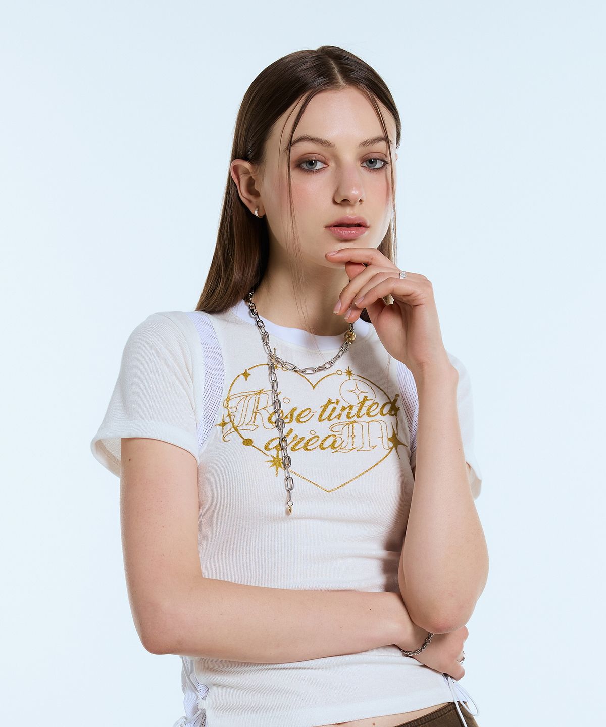 라티젠(LARTIGENT) L11 HEART MESH STRING TOP(WHITE)