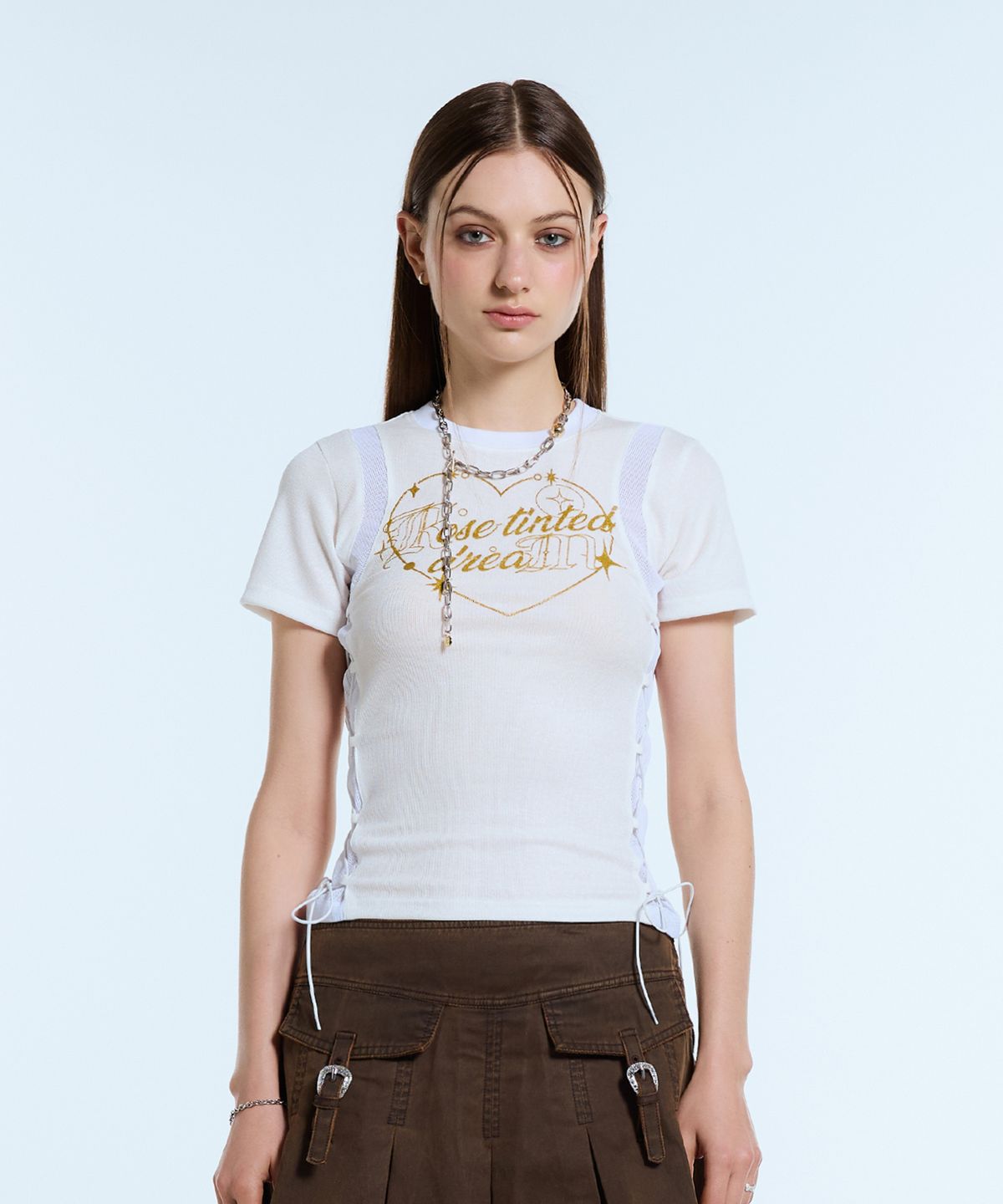 라티젠(LARTIGENT) L11 HEART MESH STRING TOP(WHITE)