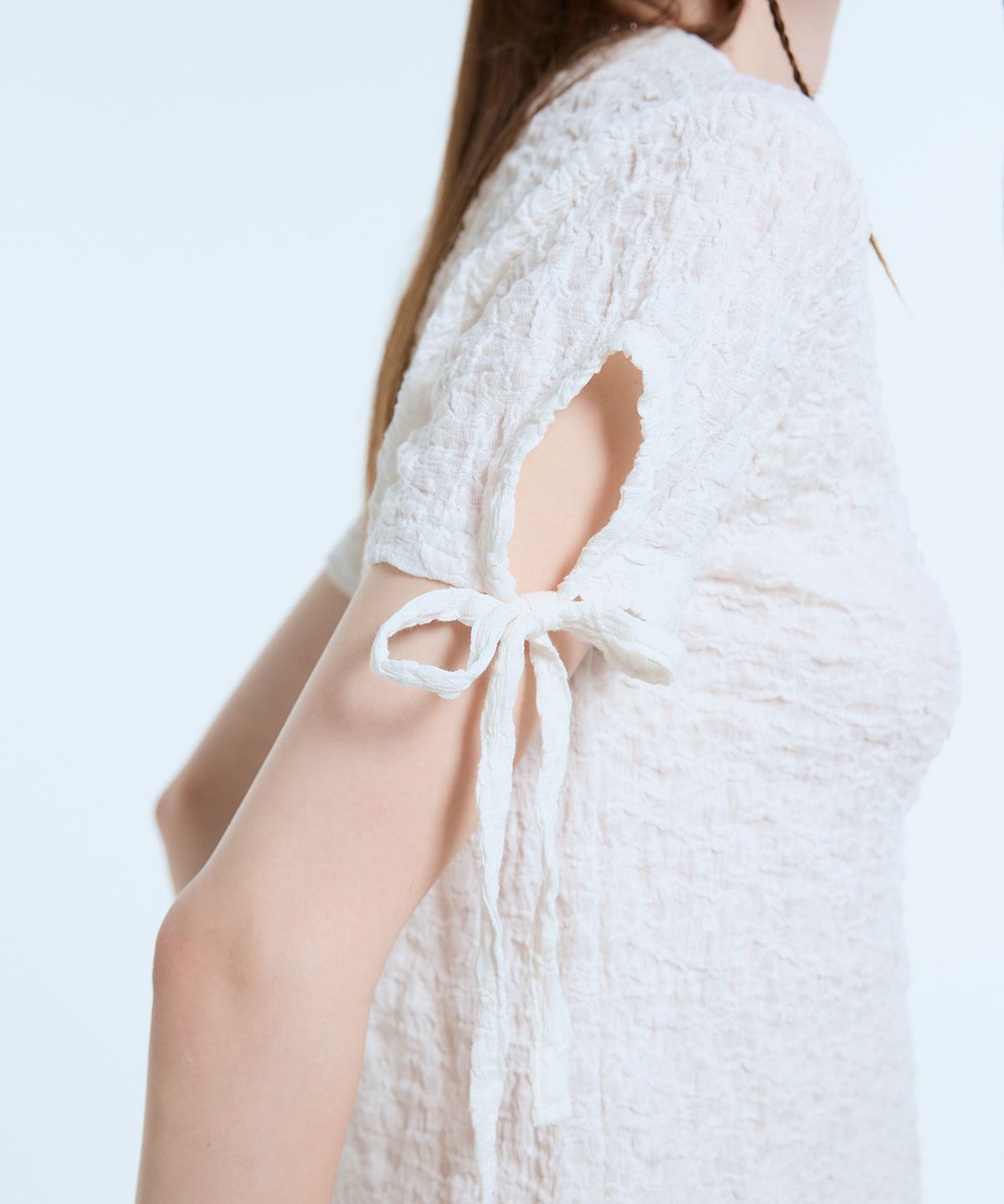라티젠(LARTIGENT) L11 SHIRRING T-SHIRT(IVORY)