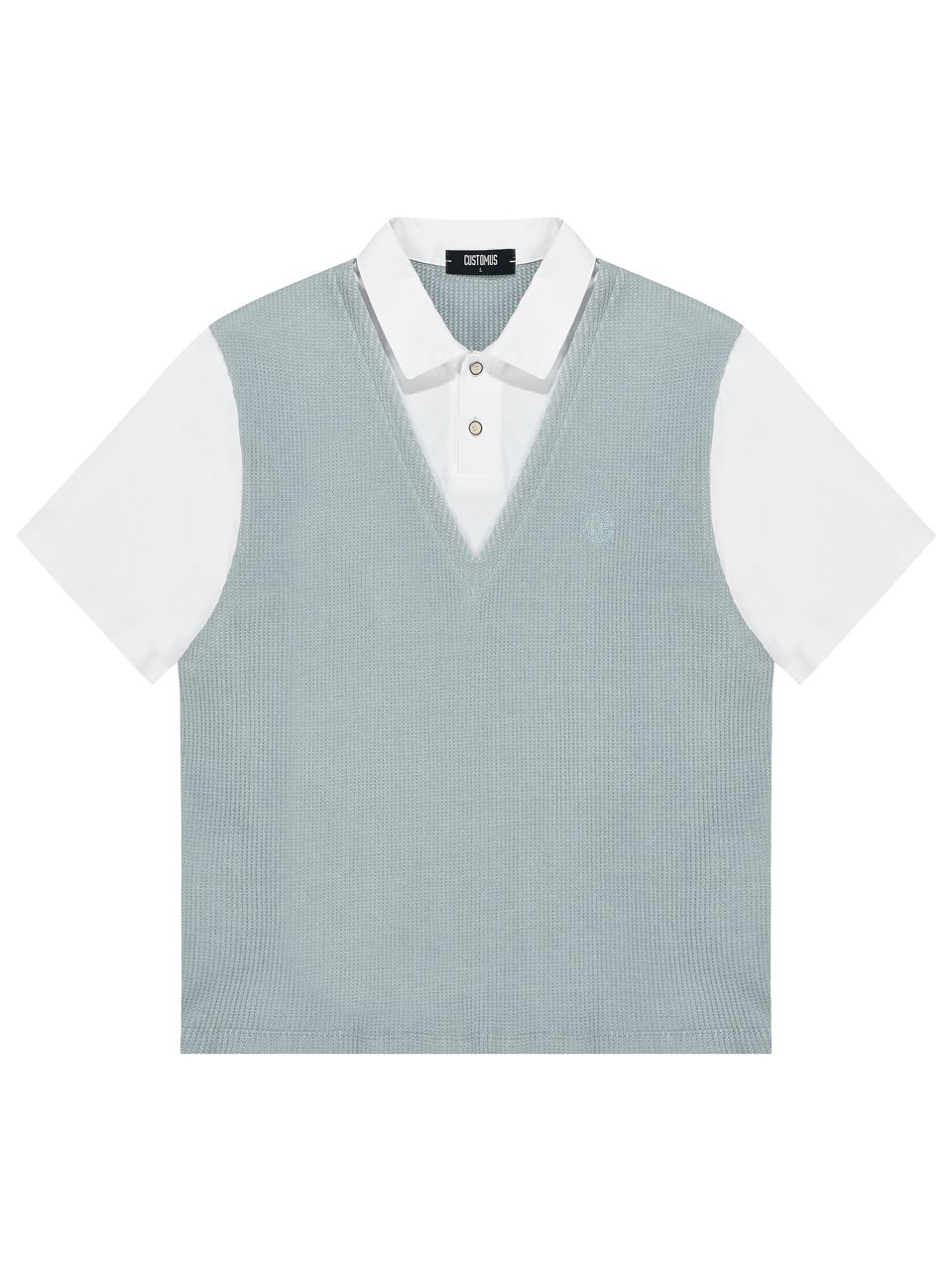 MUSINSA | CUSTOMUS Waffle Knit Fake Vest Short Sleeve Polo Shirt