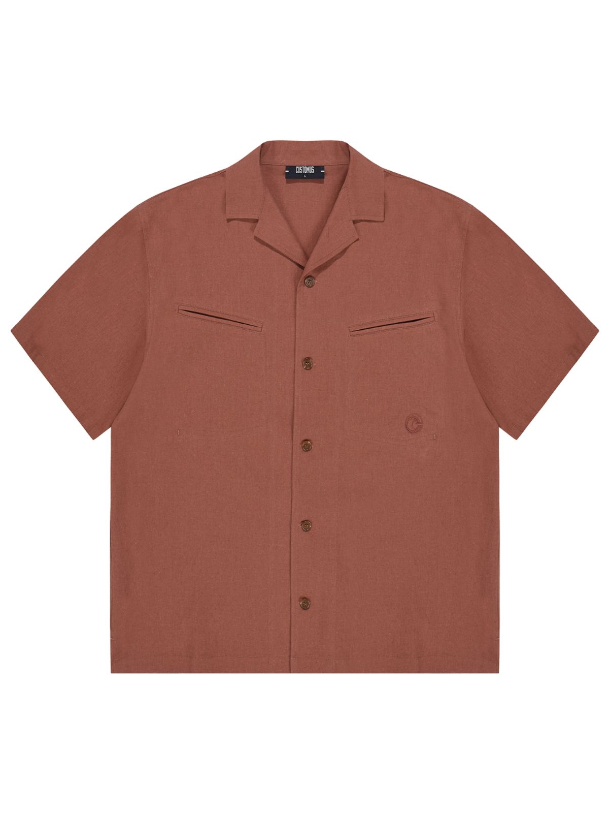 커스텀어스(CUSTOMUS) 사선입술포켓 린넨 반팔셔츠 CXS24MWSH501 BRI