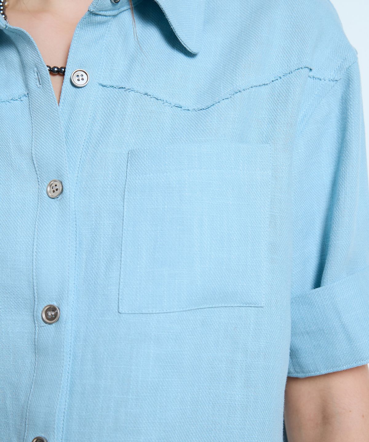 라티젠(LARTIGENT) L11 LINEN HALF SHIRT(SKY BLUE)