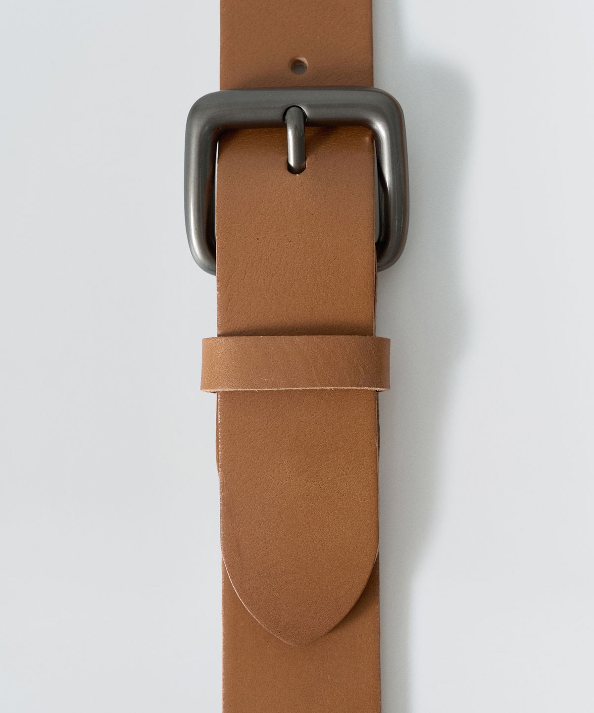이지오(EZIO) Vintage Square leather belt_Camel