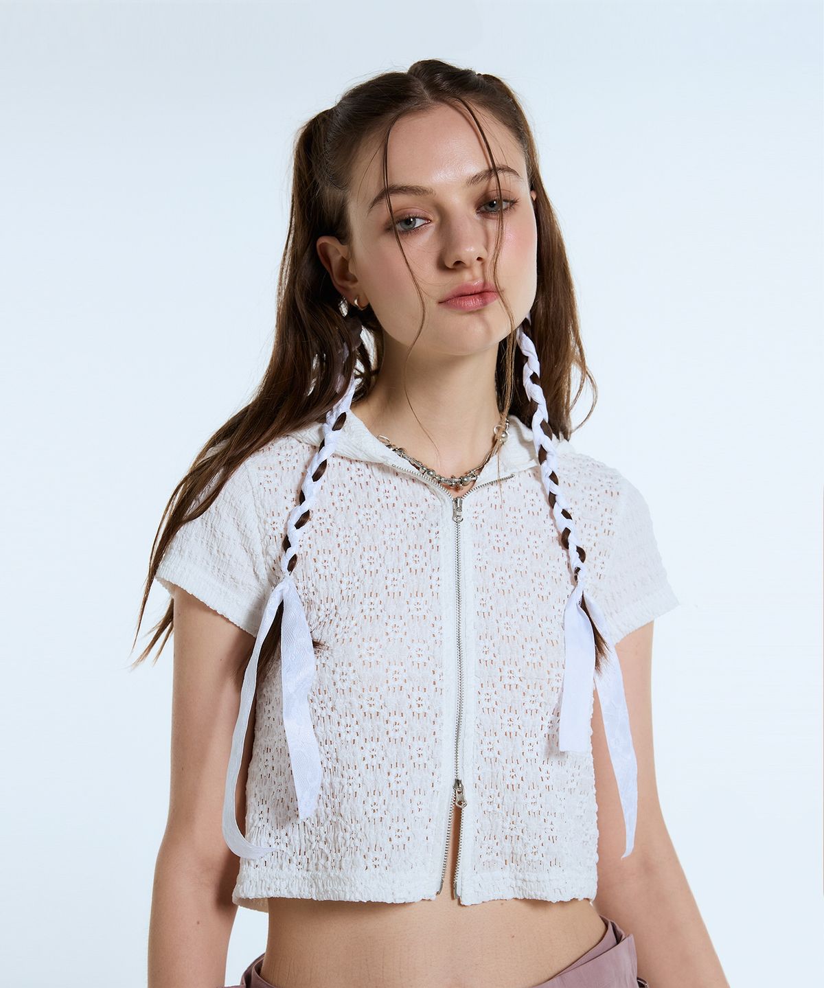 라티젠(LARTIGENT) L11 MIX HOOD ZIP-UP(WHITE)