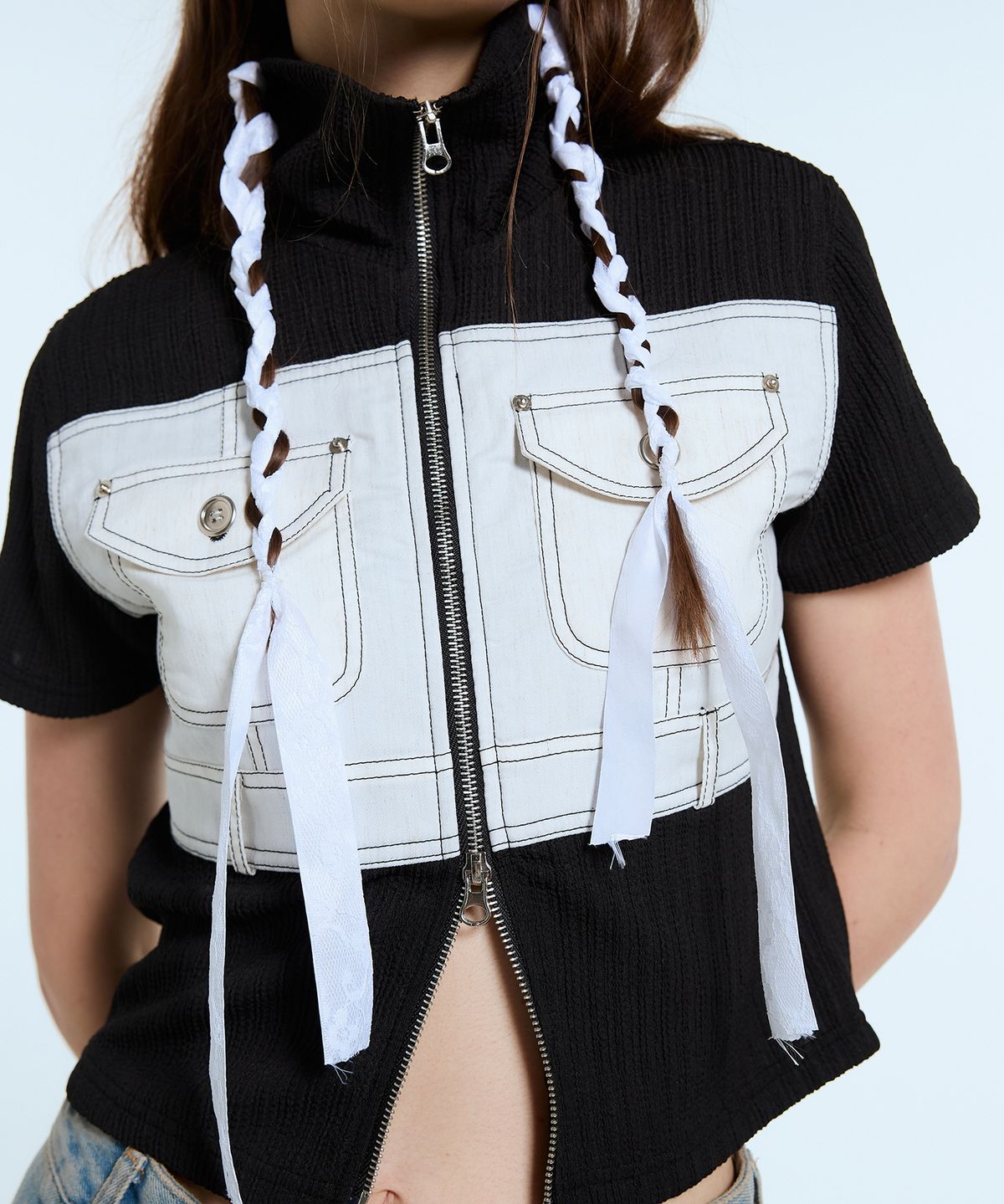 라티젠(LARTIGENT) L11 LINEN POCKET ZIP-UP(BLACK)