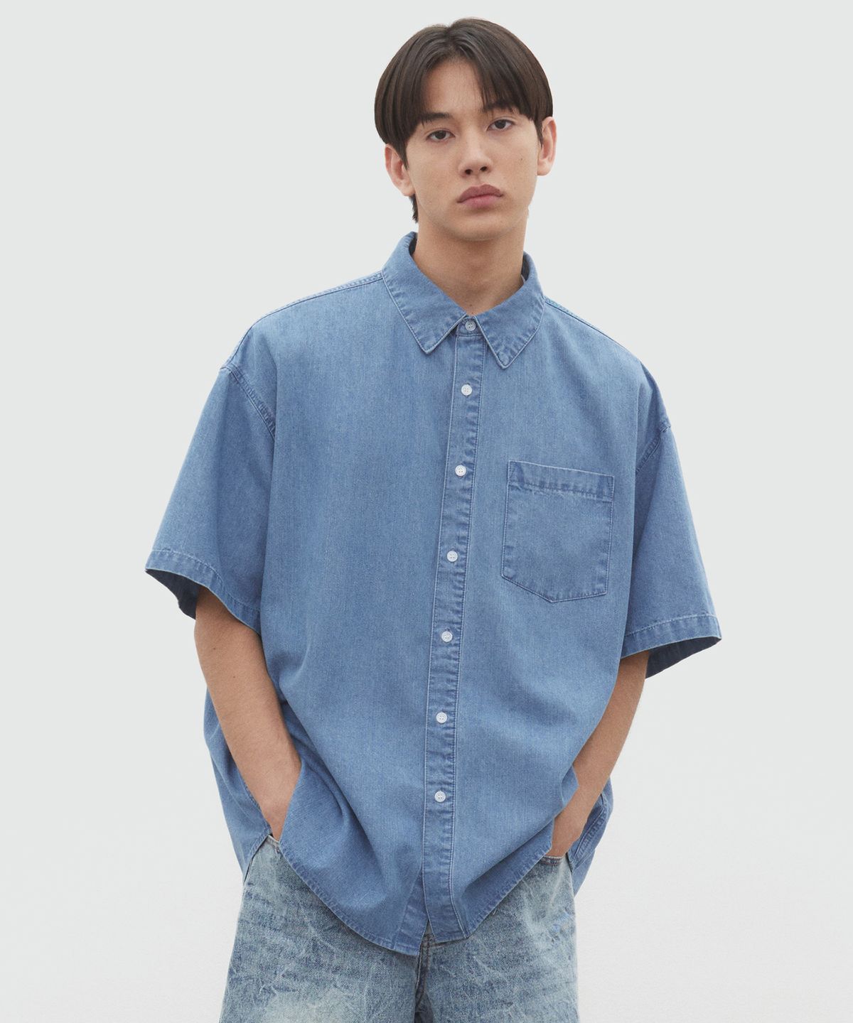 데케트(DECET) Over Denim Short Shirts DCSH004LightBlue