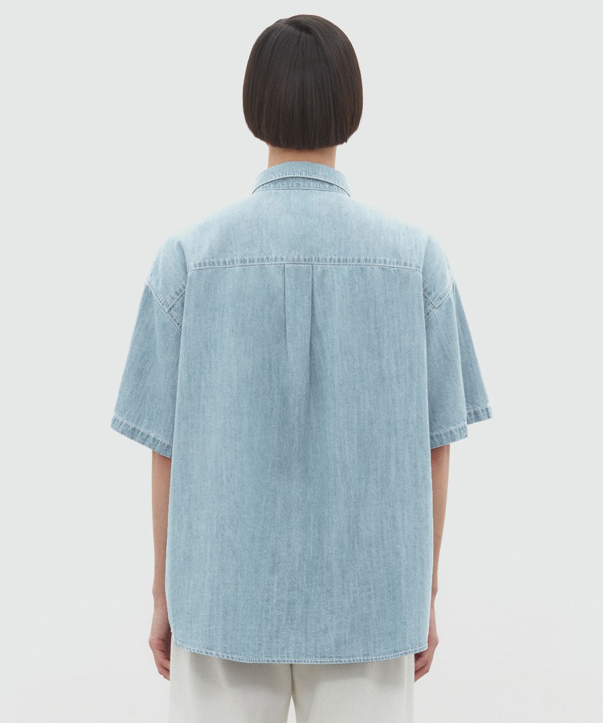 데케트(DECET) [썸머 린넨라이크]LinenLike Over Short Shirts DCSH005LightBlue