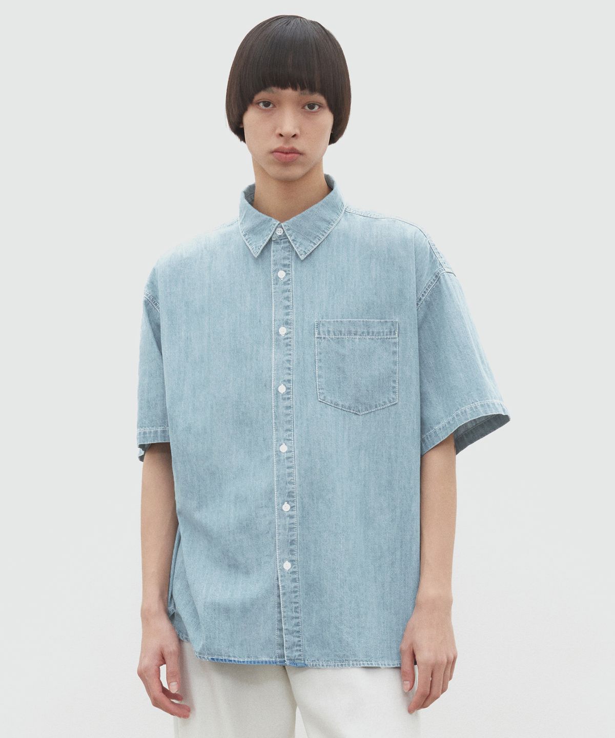 데케트(DECET) [썸머 린넨라이크]LinenLike Over Short Shirts DCSH005LightBlue