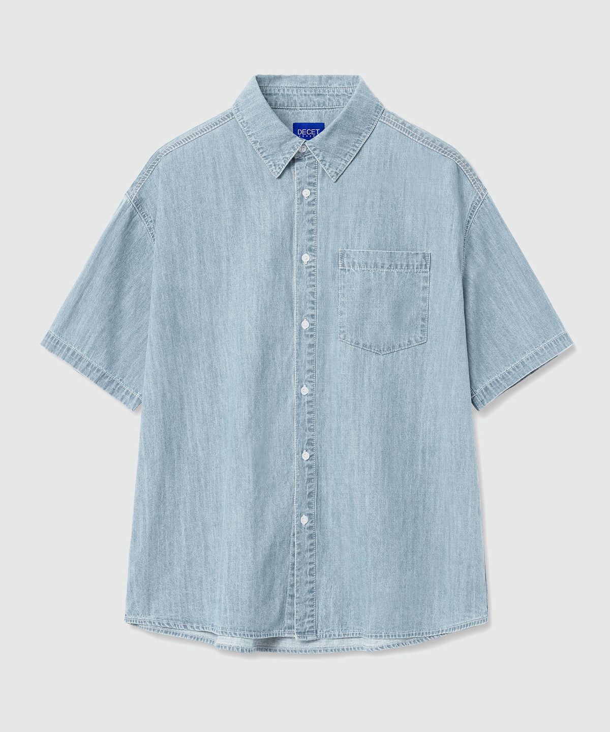 데케트(DECET) [썸머 린넨라이크]LinenLike Over Short Shirts DCSH005LightBlue