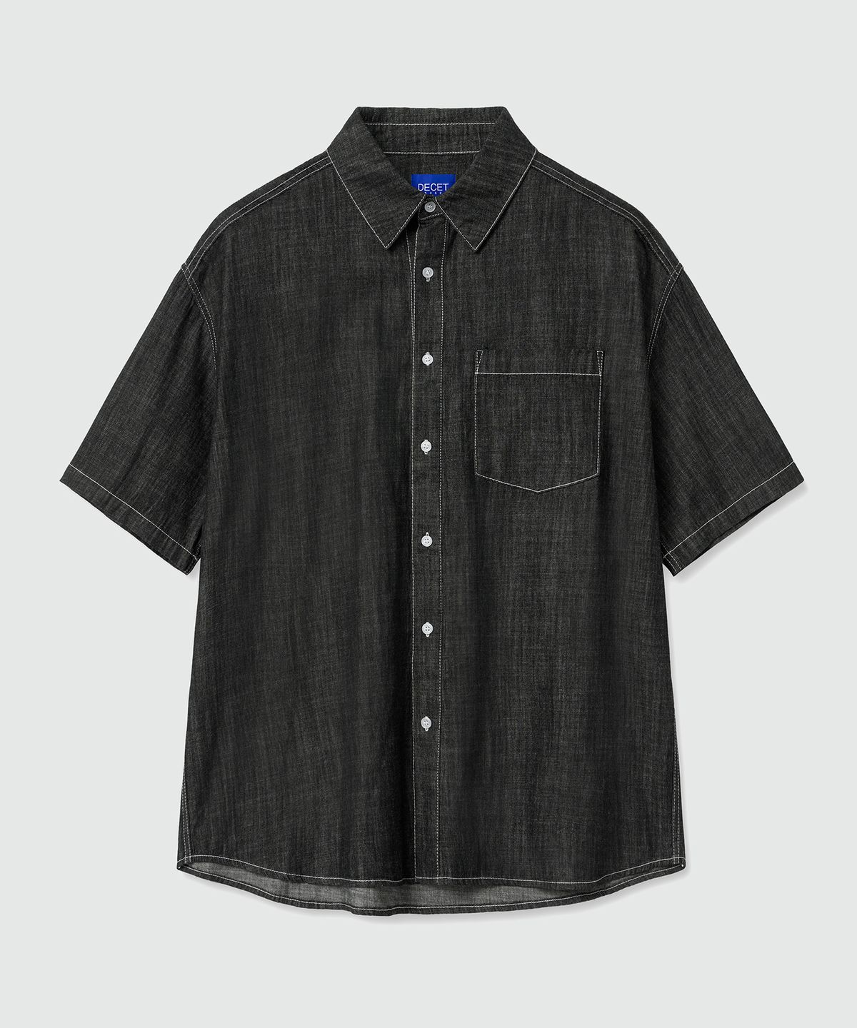 데케트(DECET) [썸머 린넨라이크]LinenLike Over Short Shirts DCSH005RawBlack